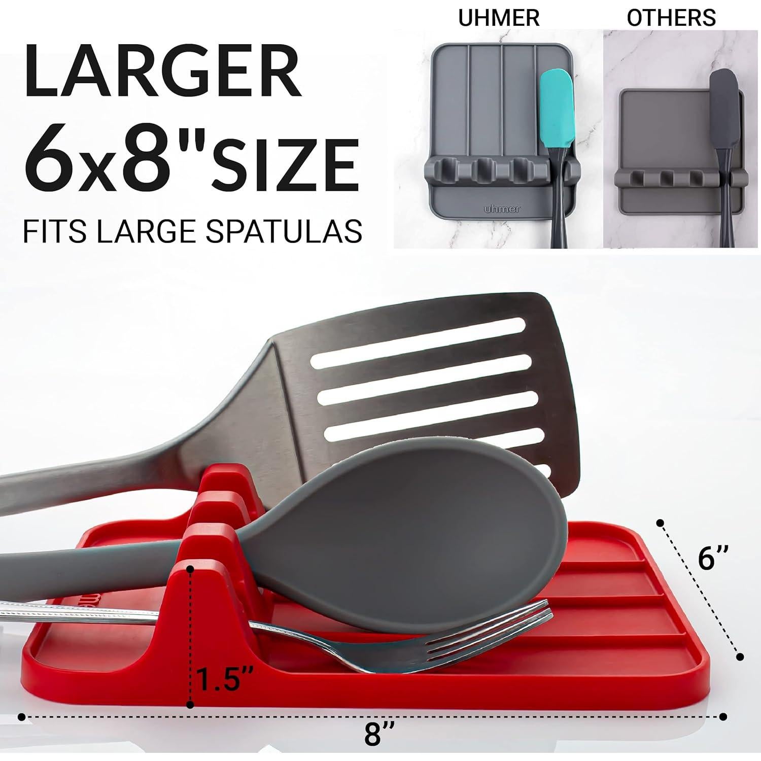 Soporte de Utensilios de Silicona UHMER Rojo Caramelo 15x20 cm