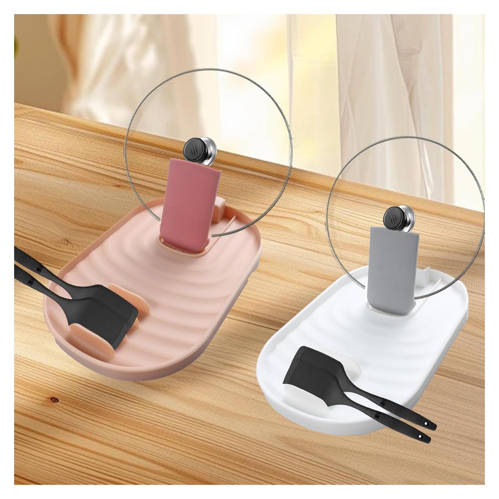 Soporte Plegable para Cucharas y Tapas LVYKING Blanco/Rosa