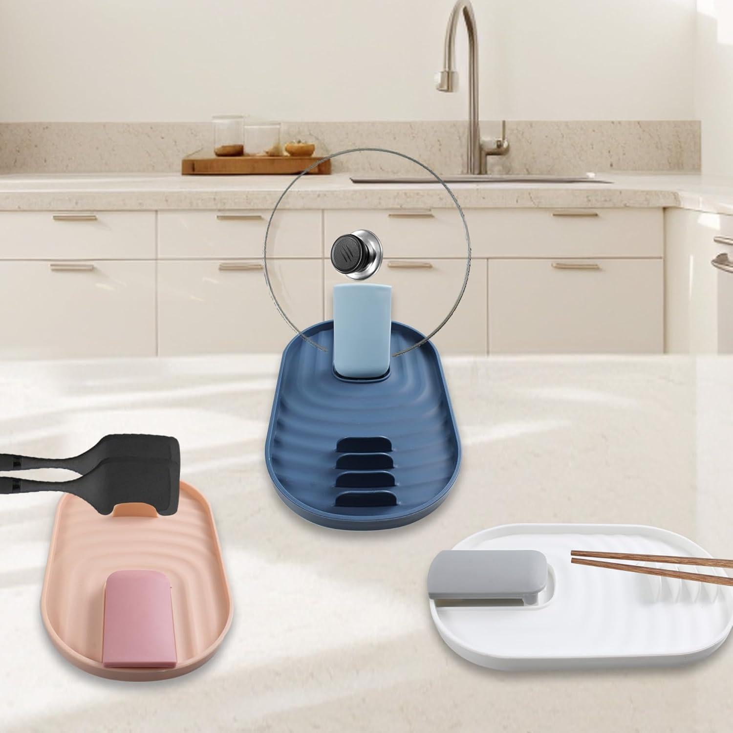 Soporte Plegable para Cucharas y Tapas LVYKING Blanco/Rosa