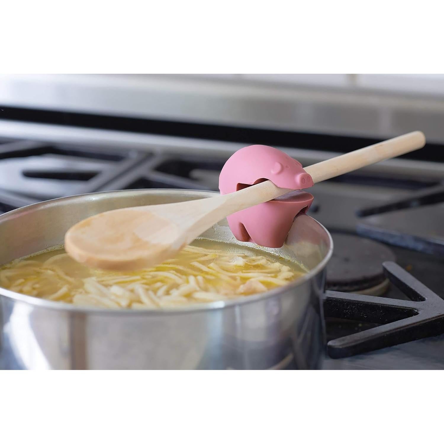 Soporte para cuchara de silicona Fox Run, juego de 2, gallo y cerdo