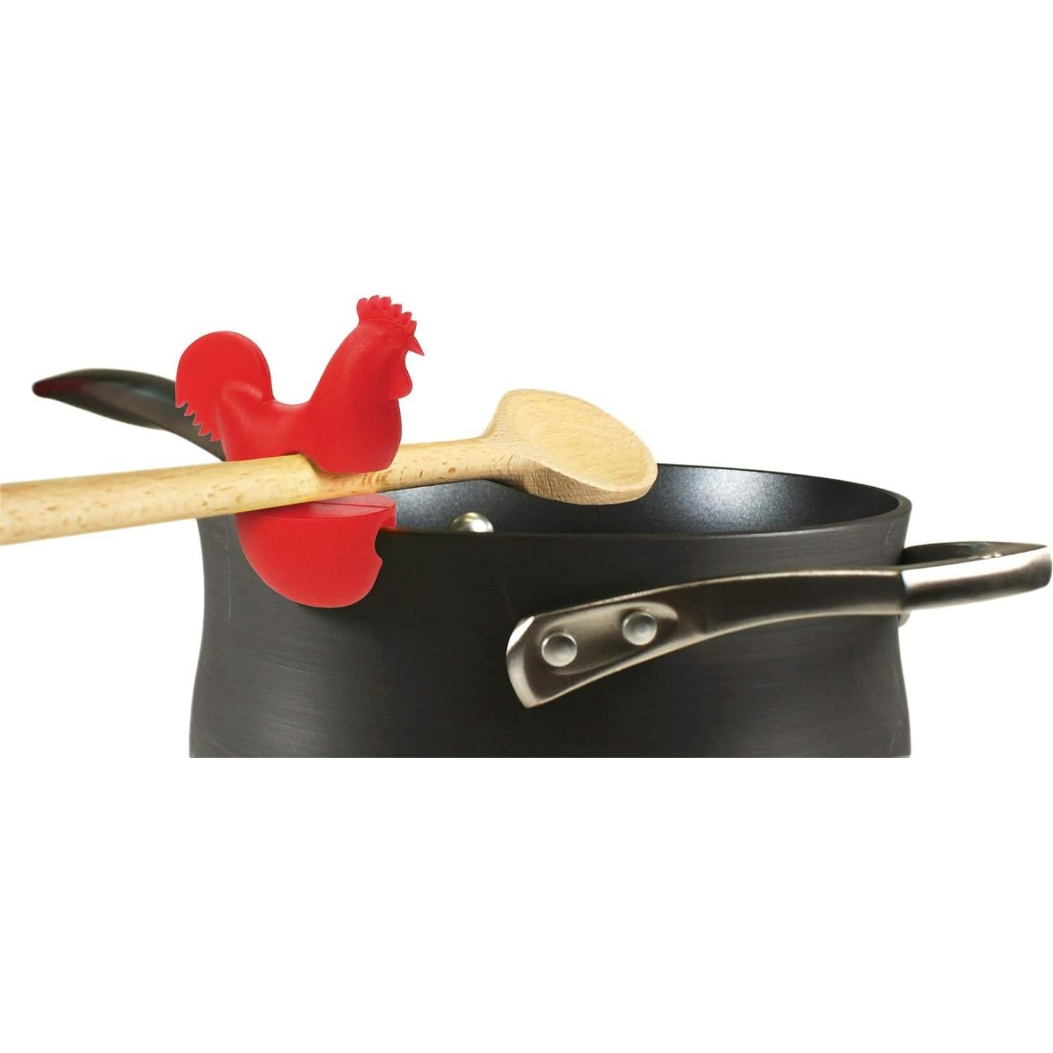 Soporte para cuchara de silicona Fox Run, juego de 2, gallo y cerdo