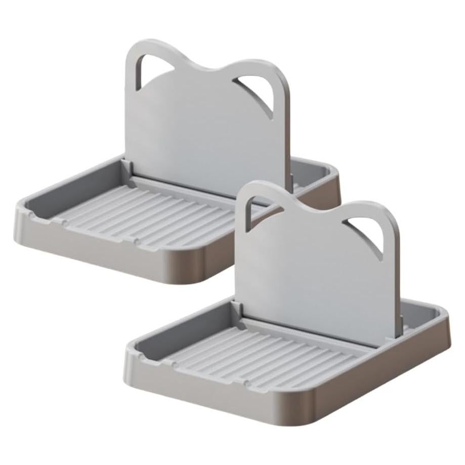 2pcs Spoon Rest with Lid Holder, Folding Plasic Pot Lid Utensil Rest for Stove Top, Cute Cat Style Easy Storage Spatula Ladle Holder for Countertop, Home Kitchen Durable Gadgets(Gray)