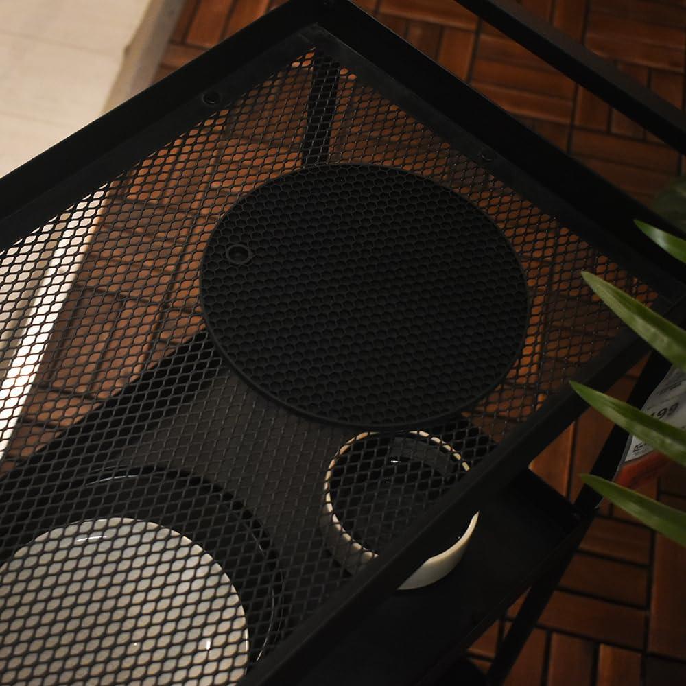 Trivete Redondo de Silicona homEdge, 6 Piezas, Negro, 18 cm