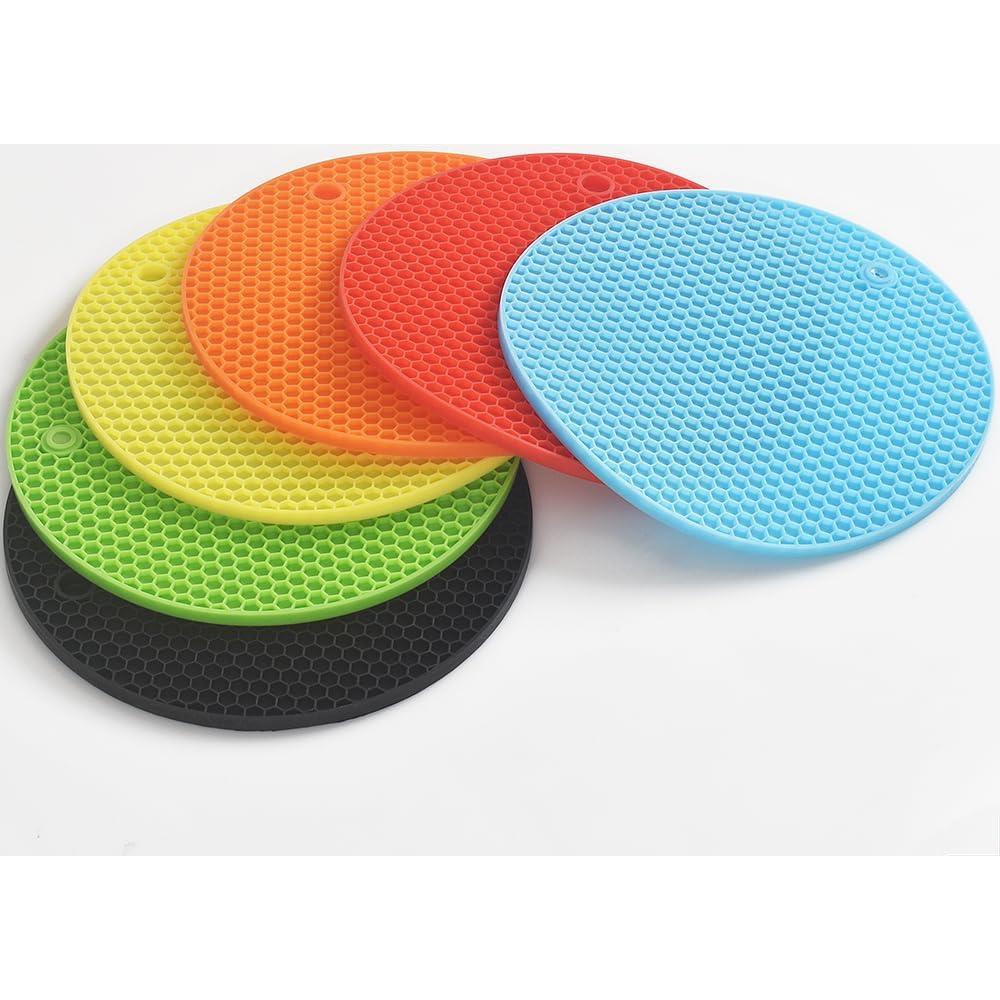 Trivete Redondo de Silicona homEdge, 6 Piezas, Negro, 18 cm