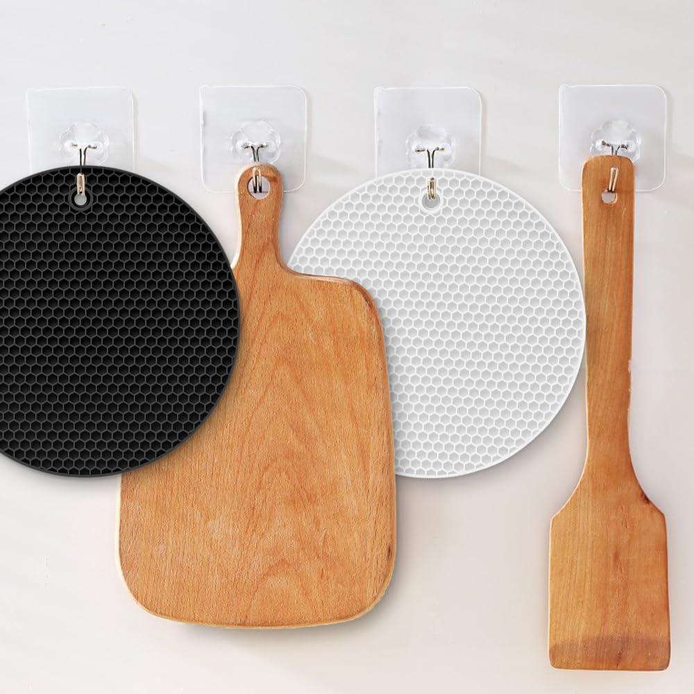 Trivete Redondo de Silicona homEdge, 6 Piezas, Negro, 18 cm