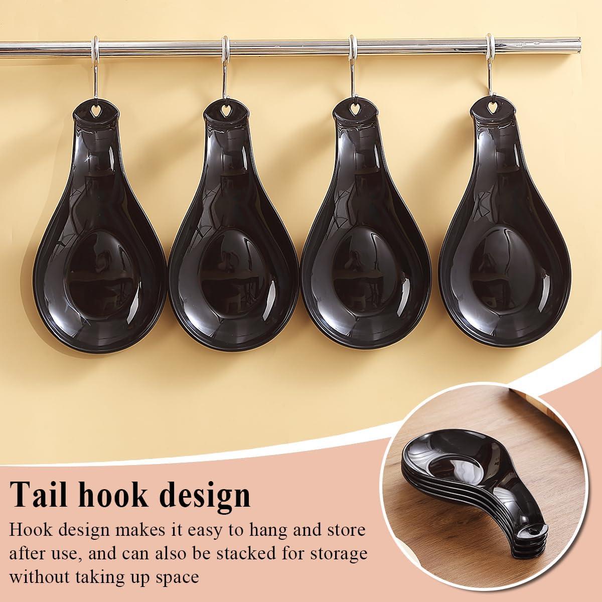 Soporte para cucharas de plástico ReaNea 4 piezas negro