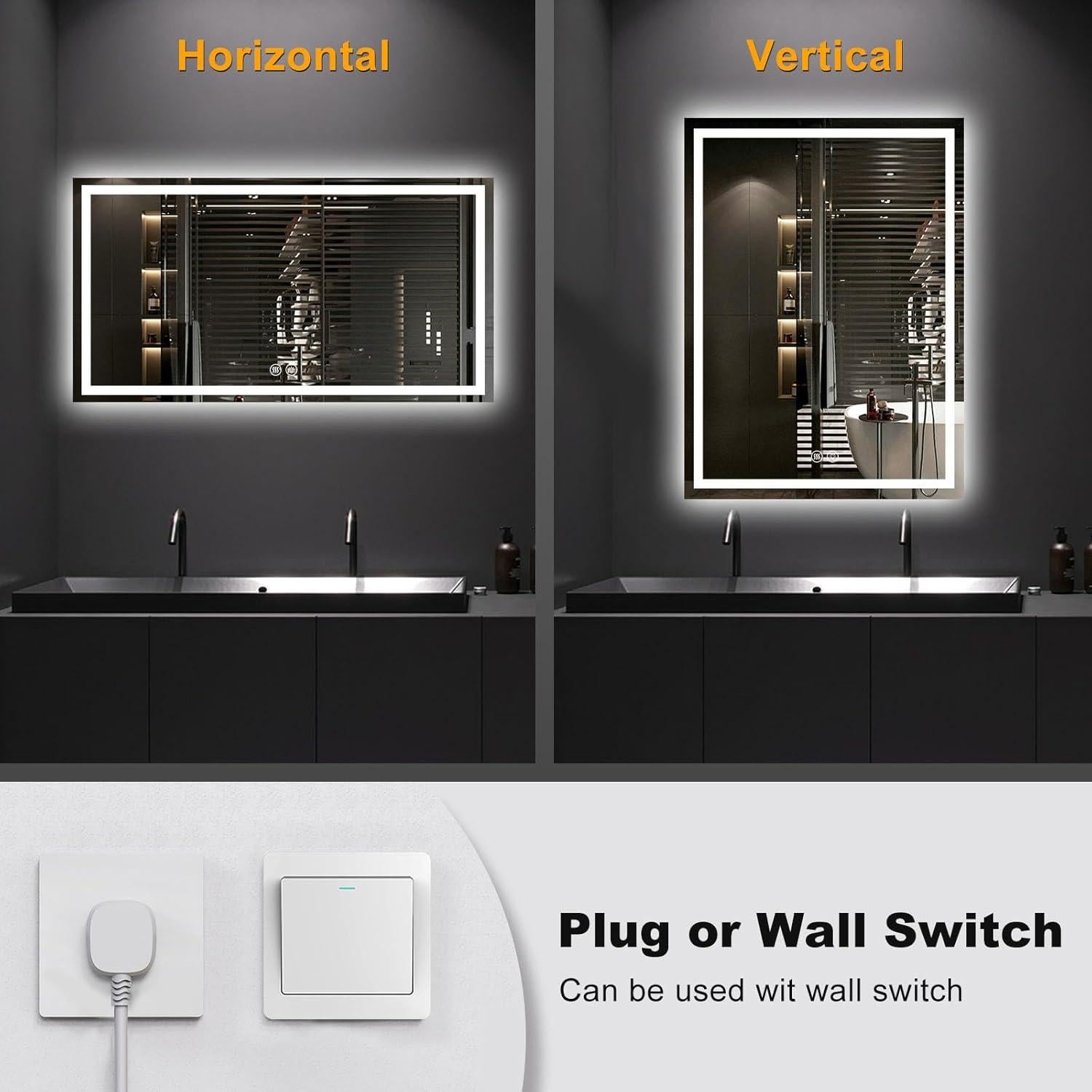 Espejo Inteligente LED Mersviton 121.9x81.3cm Antivaho Regulable