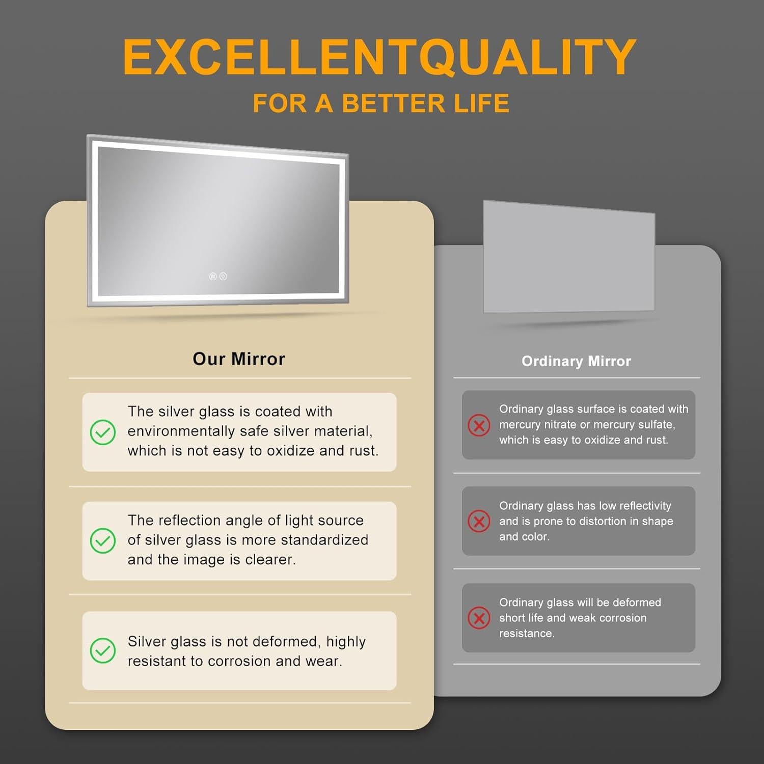 Espejo Inteligente LED Mersviton 121.9x81.3cm Antivaho Regulable