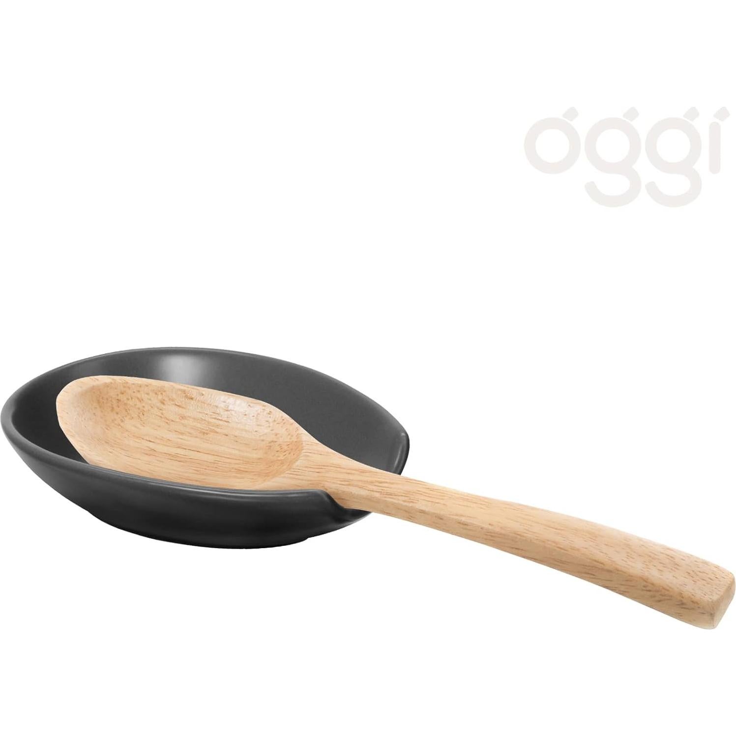 Soporte de Cuchara de Cerámica OGGI Gris 13,34x8,89cm