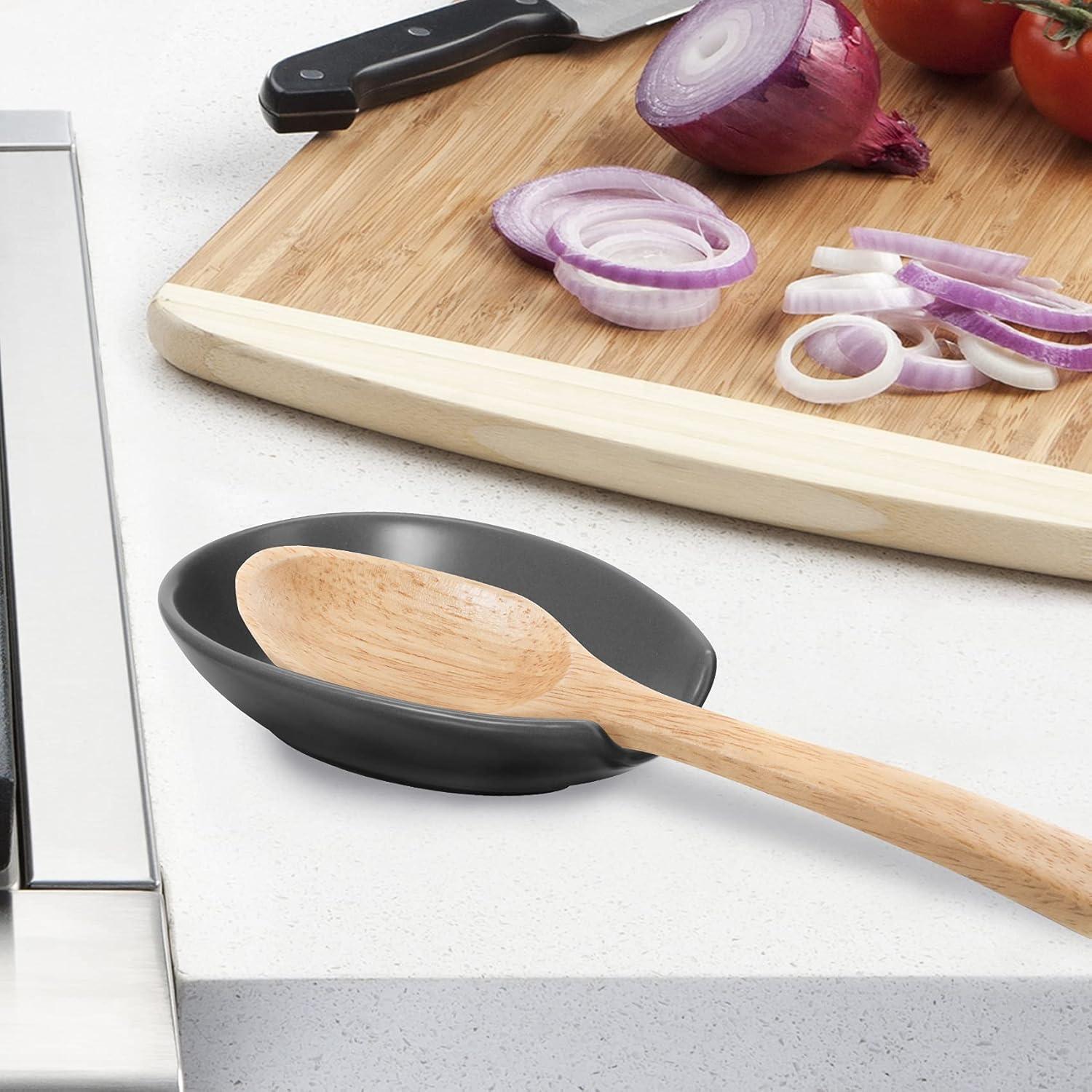 Soporte de Cuchara de Cerámica OGGI Gris 13,34x8,89cm