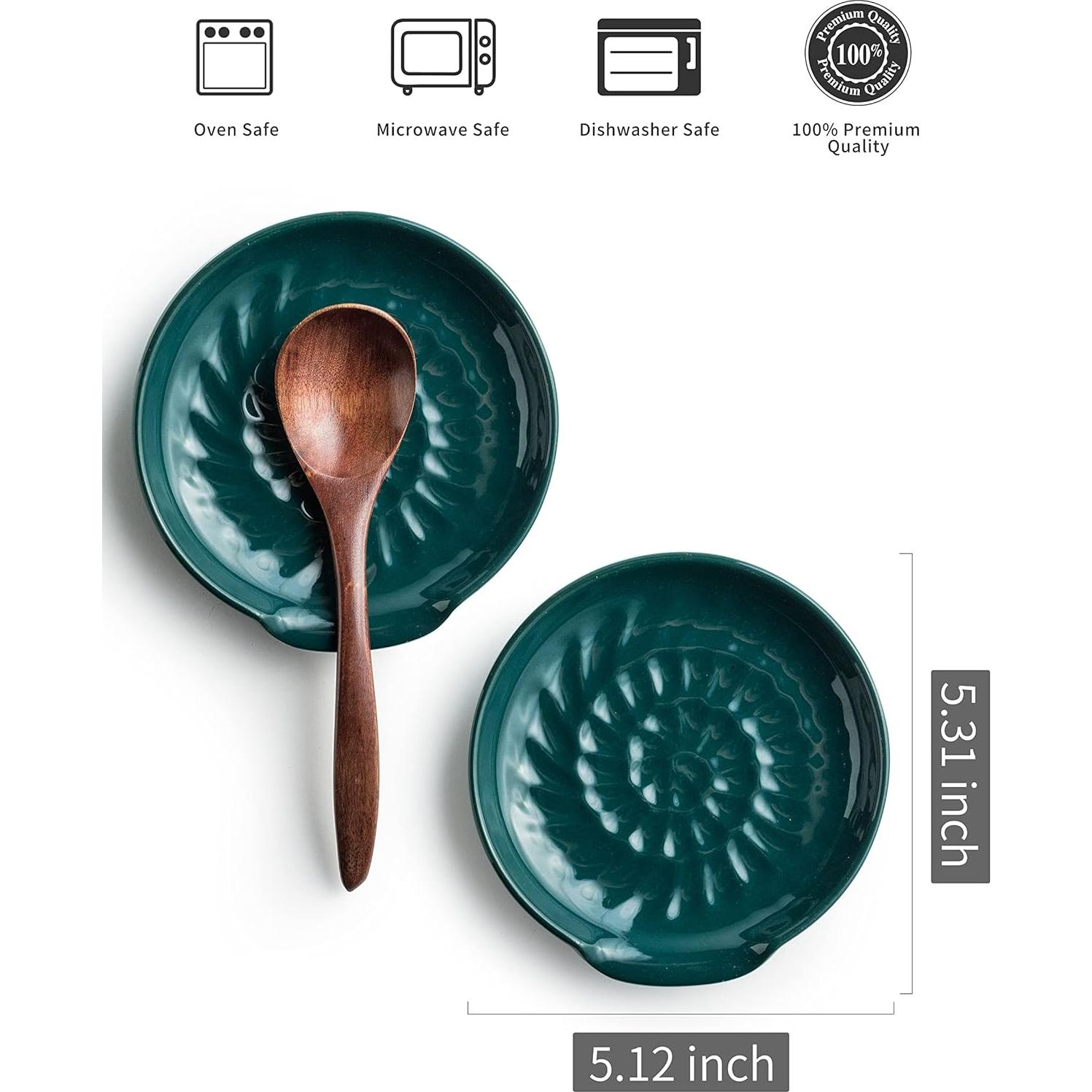 Reposacucharas de cerámica Miamolo verde oscuro 13.5 cm