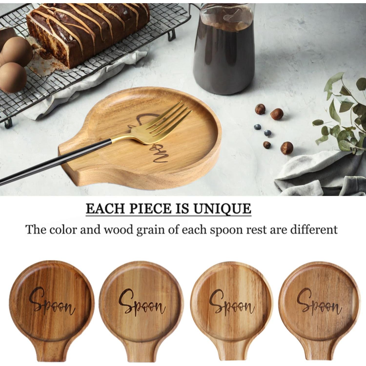 Soporte de Cuchara de Madera Acacia LBEMEY Antideslizante