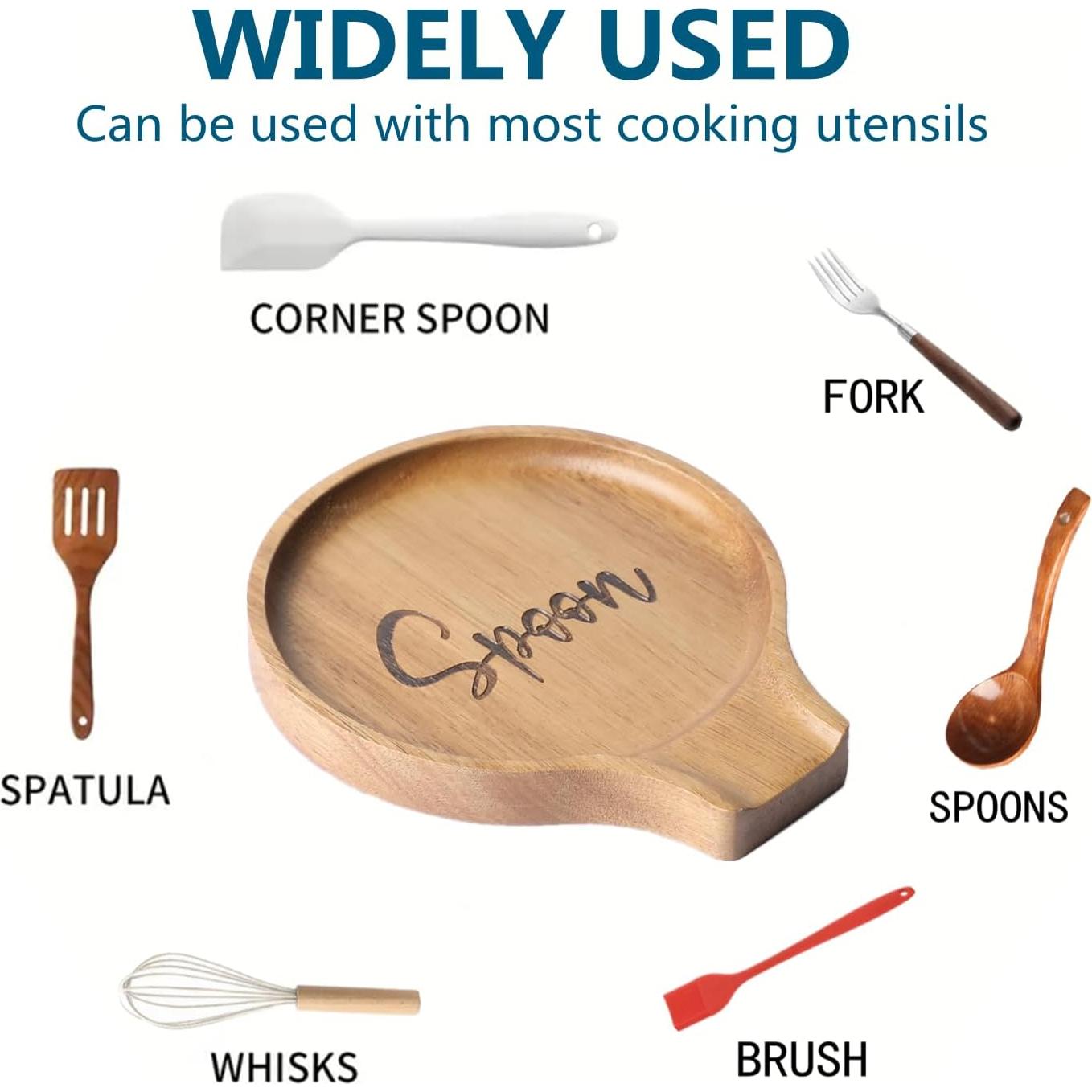 Soporte de Cuchara de Madera Acacia LBEMEY Antideslizante
