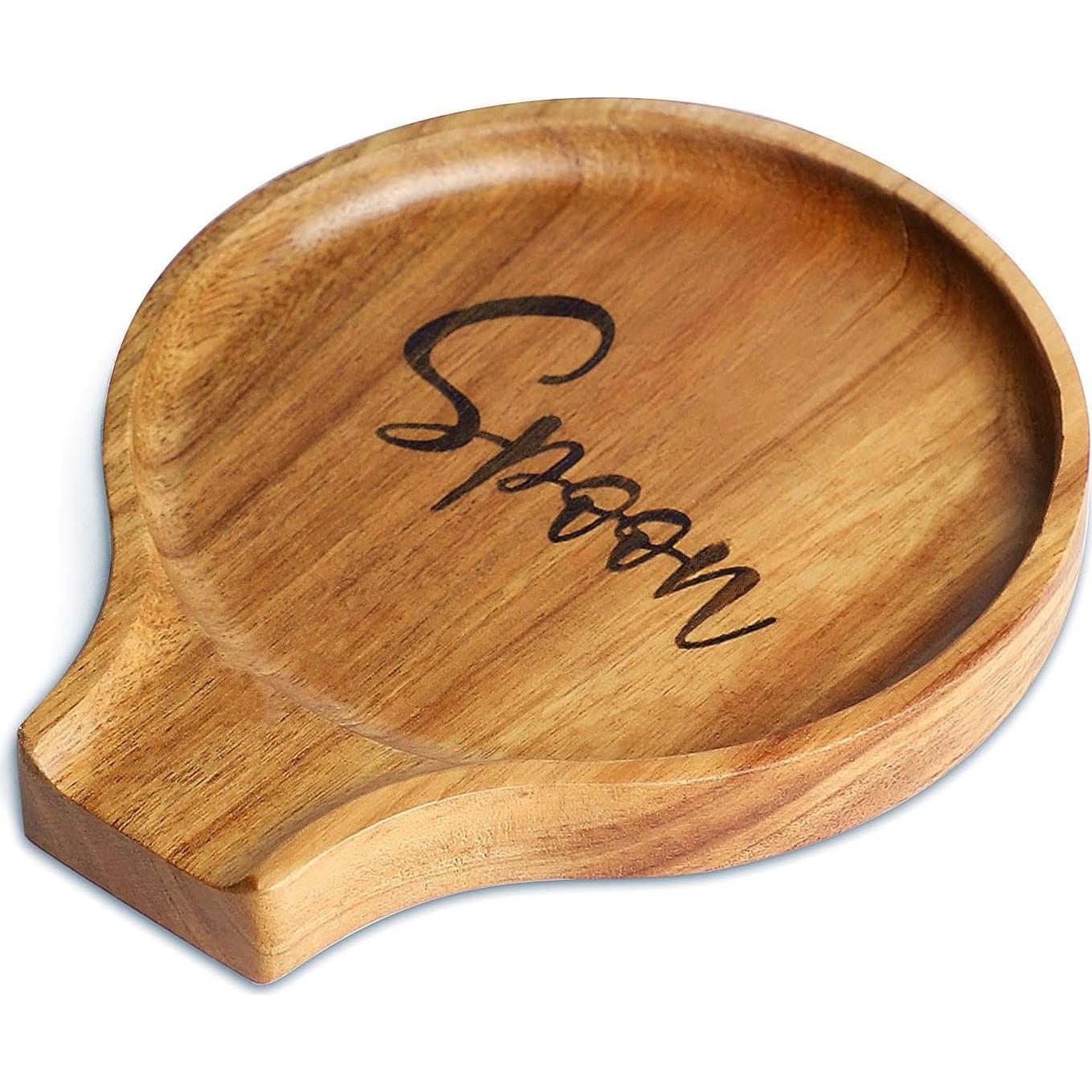 Soporte de Cuchara de Madera Acacia LBEMEY Antideslizante