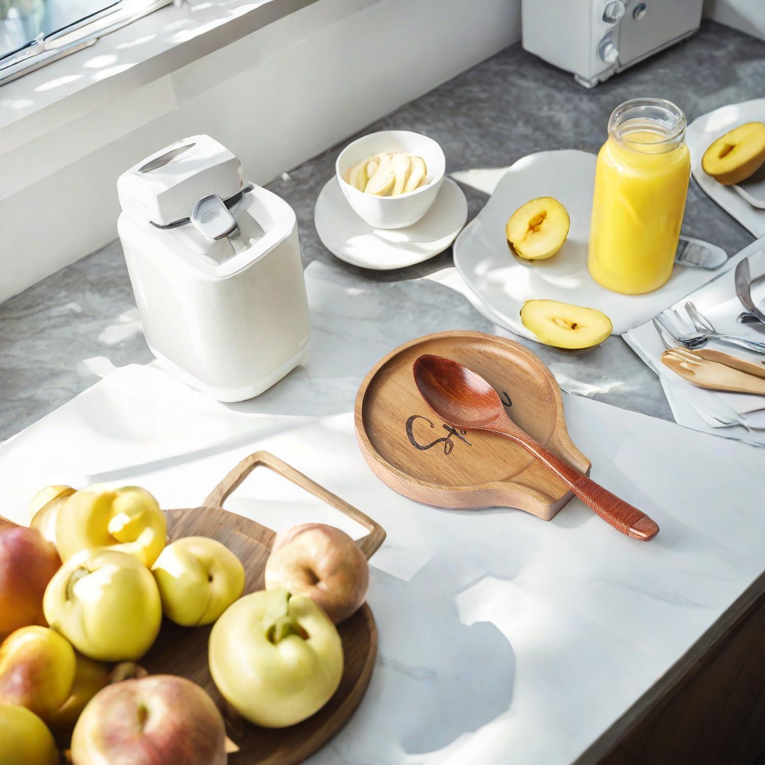 Soporte de Cuchara de Madera Acacia LBEMEY Antideslizante