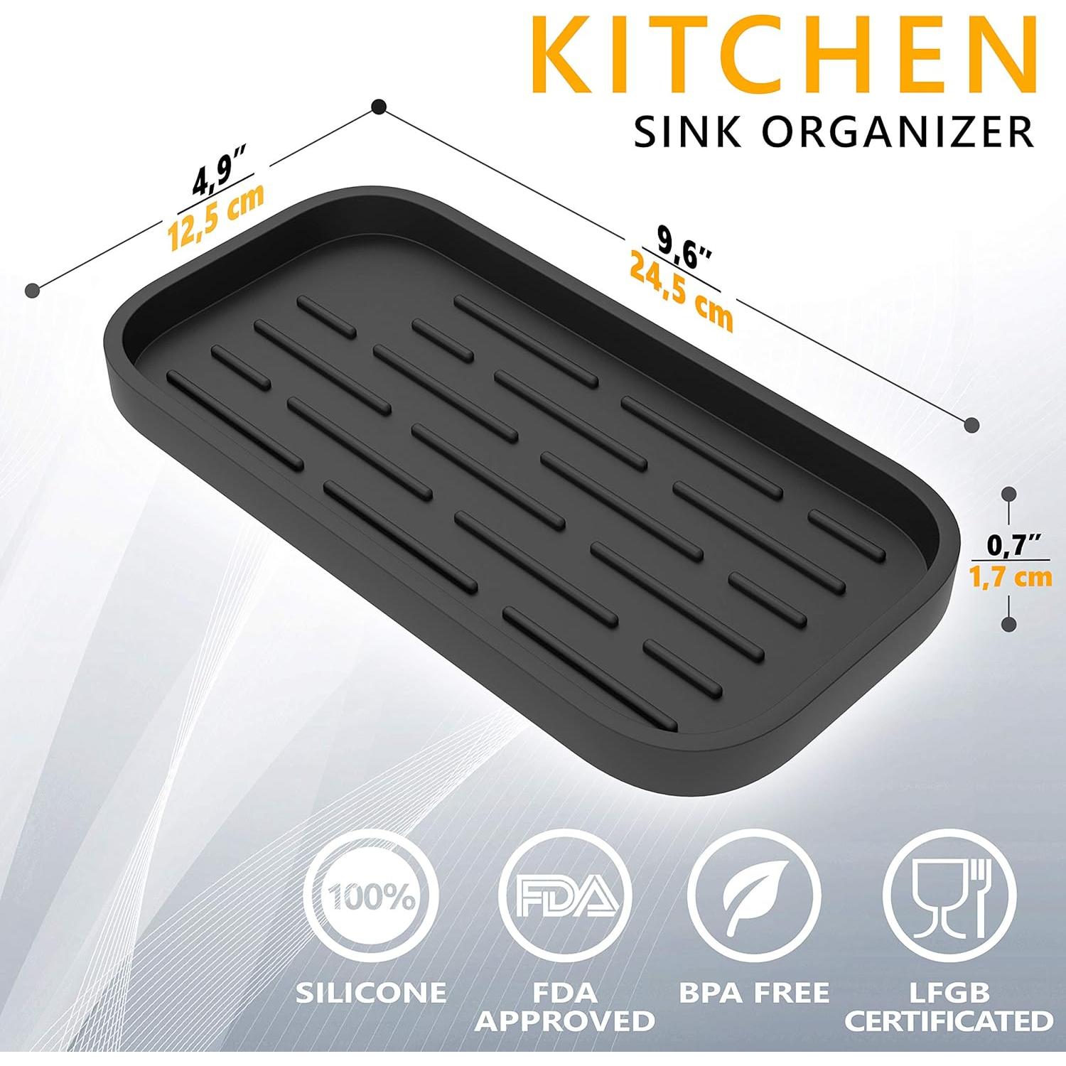 Organizador de Fregadero ZAPPOWARE Silicona Negro 24x12 cm