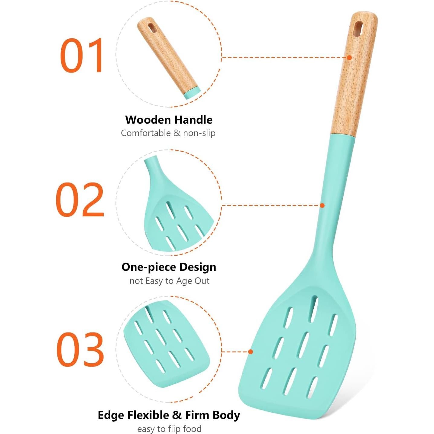 Juego de 2 Espátulas de Silicona Badiano Verde 33.5 cm