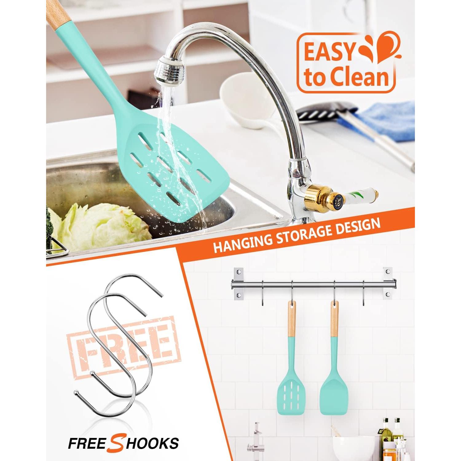 Juego de 2 Espátulas de Silicona Badiano Verde 33.5 cm