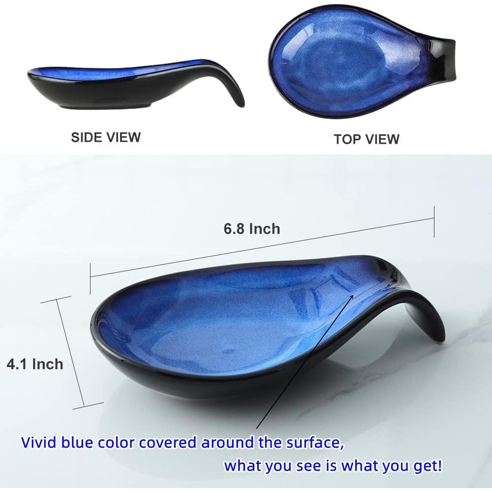 Soporte de Cuchara Cerámica Nihow 10 cm Azul Resistente Calor
