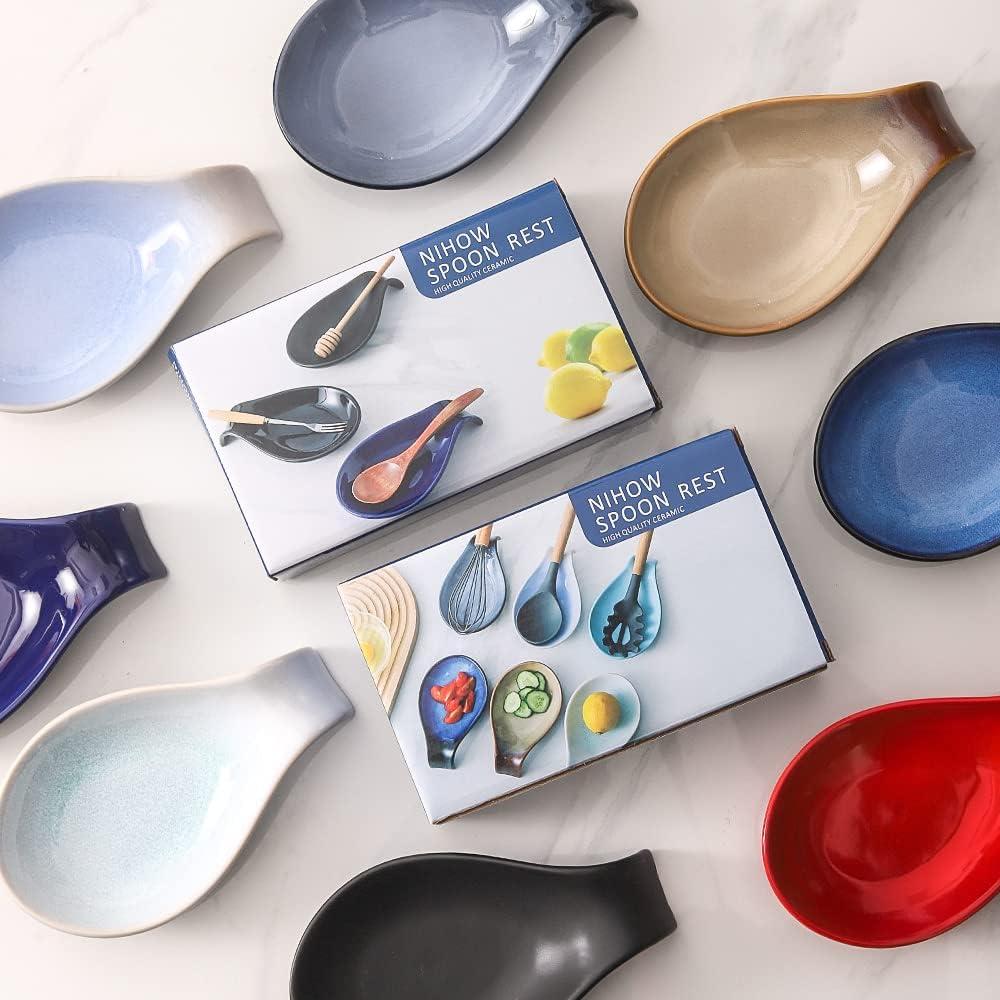 Soporte de Cuchara Cerámica Nihow 10 cm Azul Resistente Calor