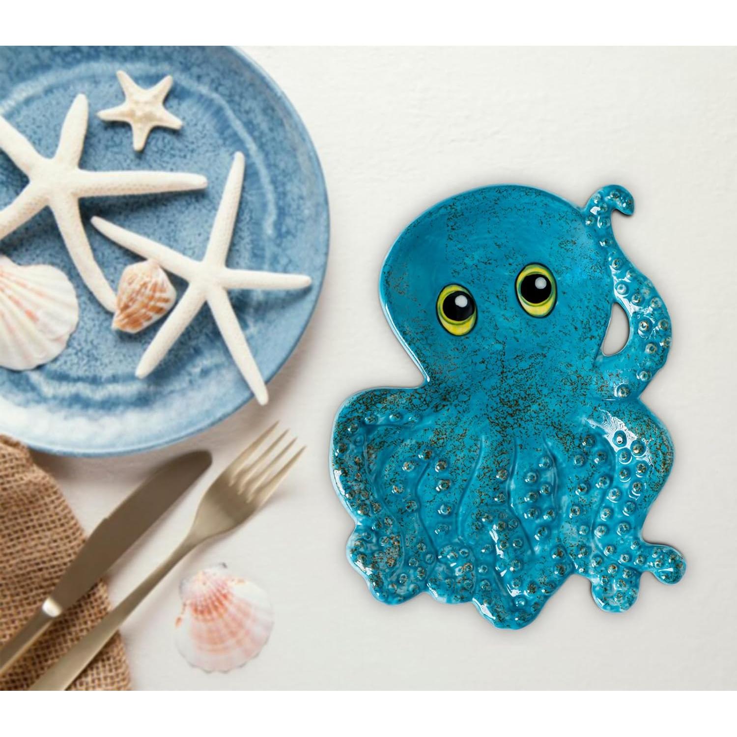 Reposapucheros de Cerámica Pulpo Azul xrc 19.6x16.7 cm