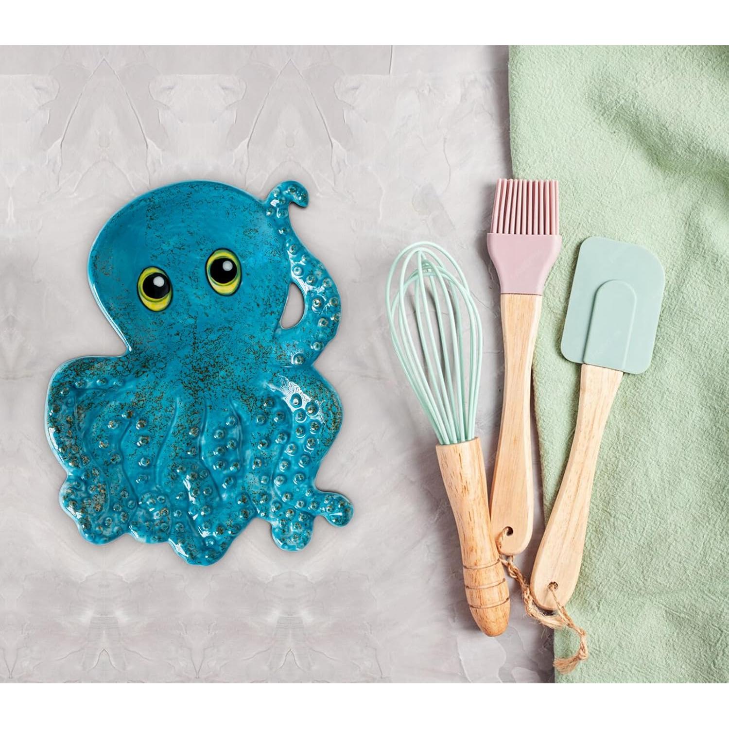 Reposapucheros de Cerámica Pulpo Azul xrc 19.6x16.7 cm