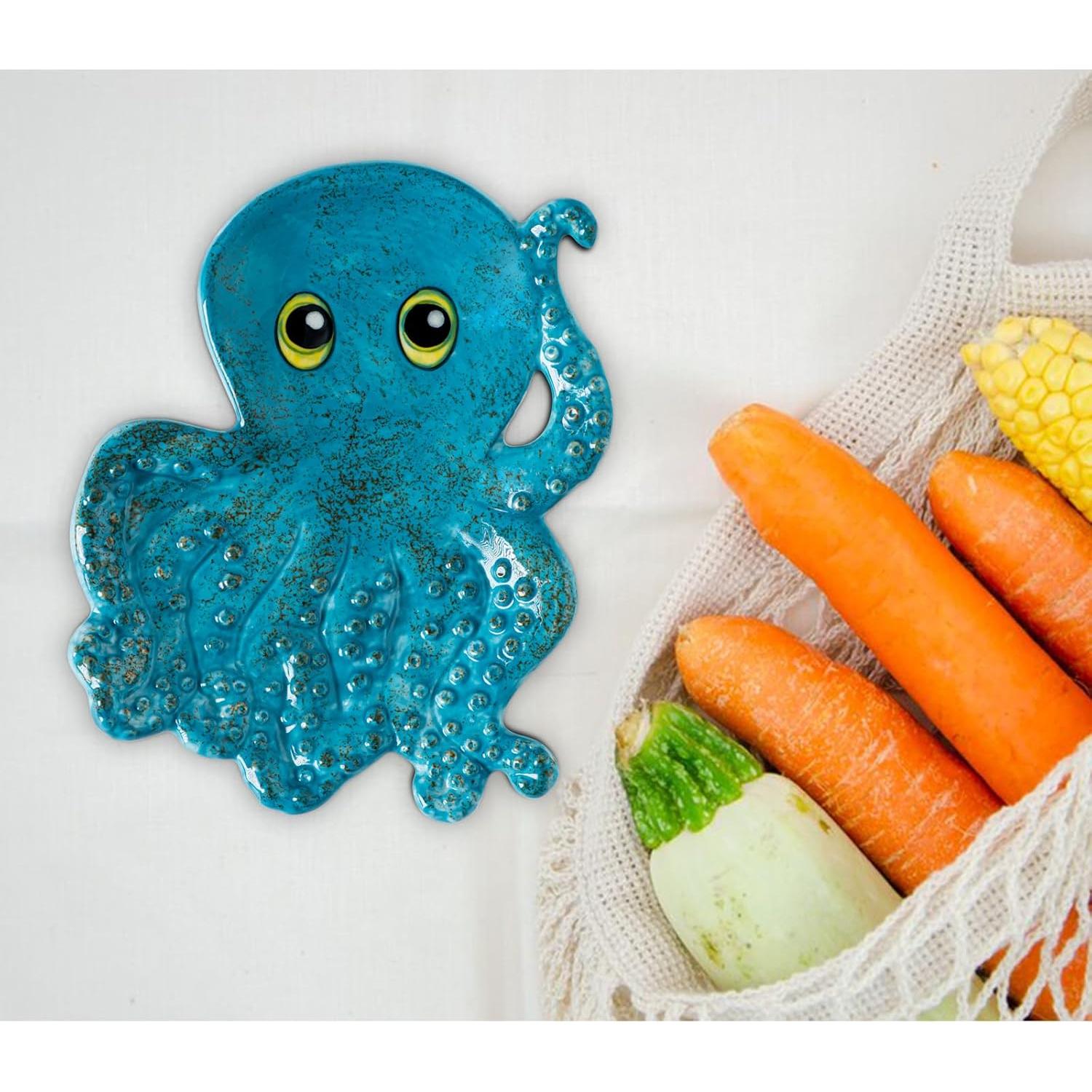 Reposapucheros de Cerámica Pulpo Azul xrc 19.6x16.7 cm