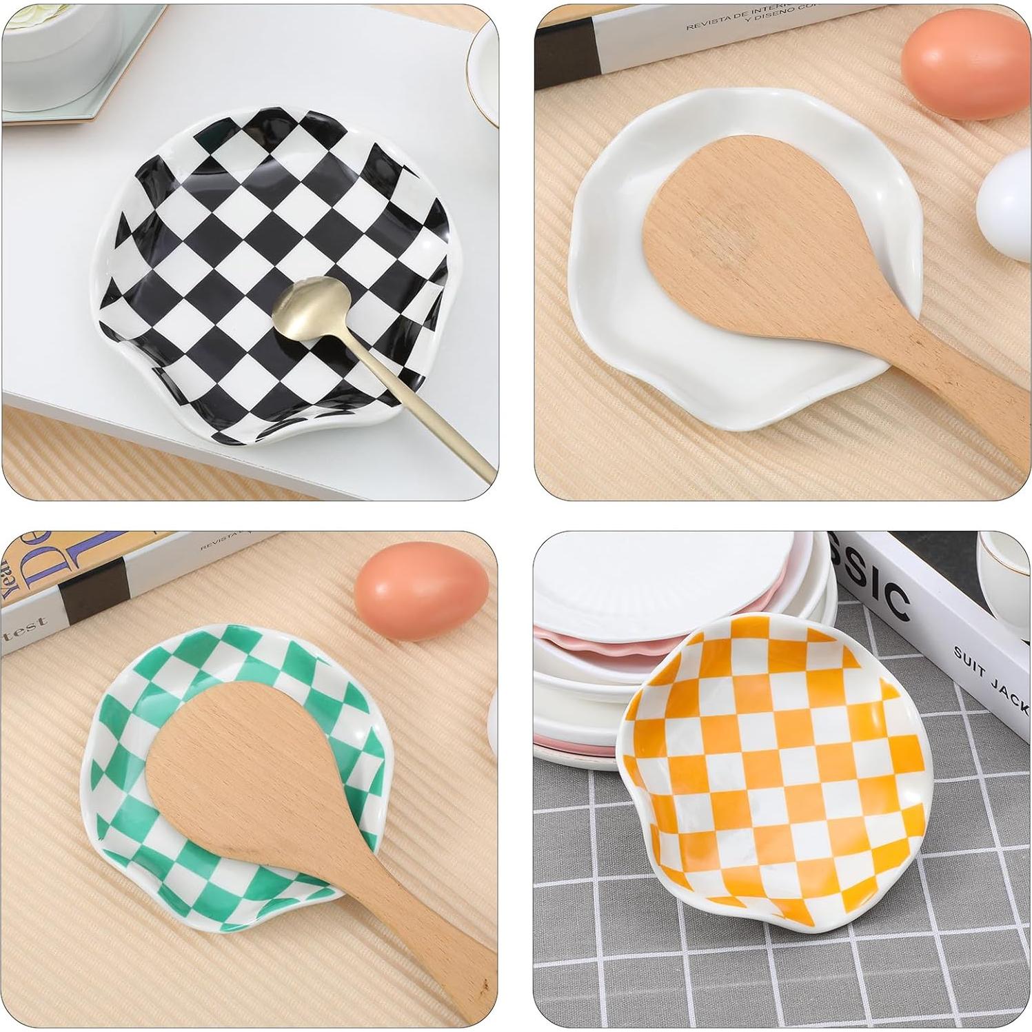 Soporte para cucharas de cerámica Dubtnion 13,46 cm negro/blanco