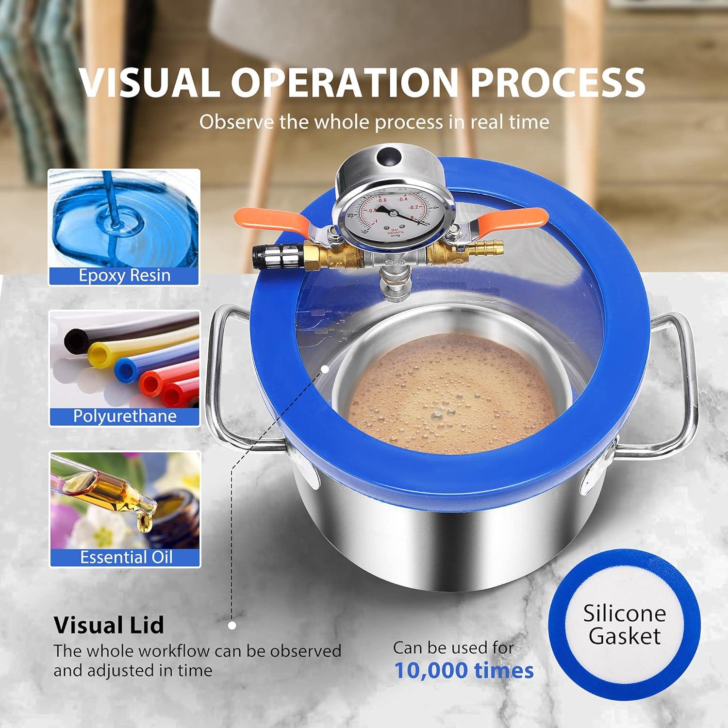 Cámara de Vacío VIVOHOME 5.68L con Bomba 3.5 CFM