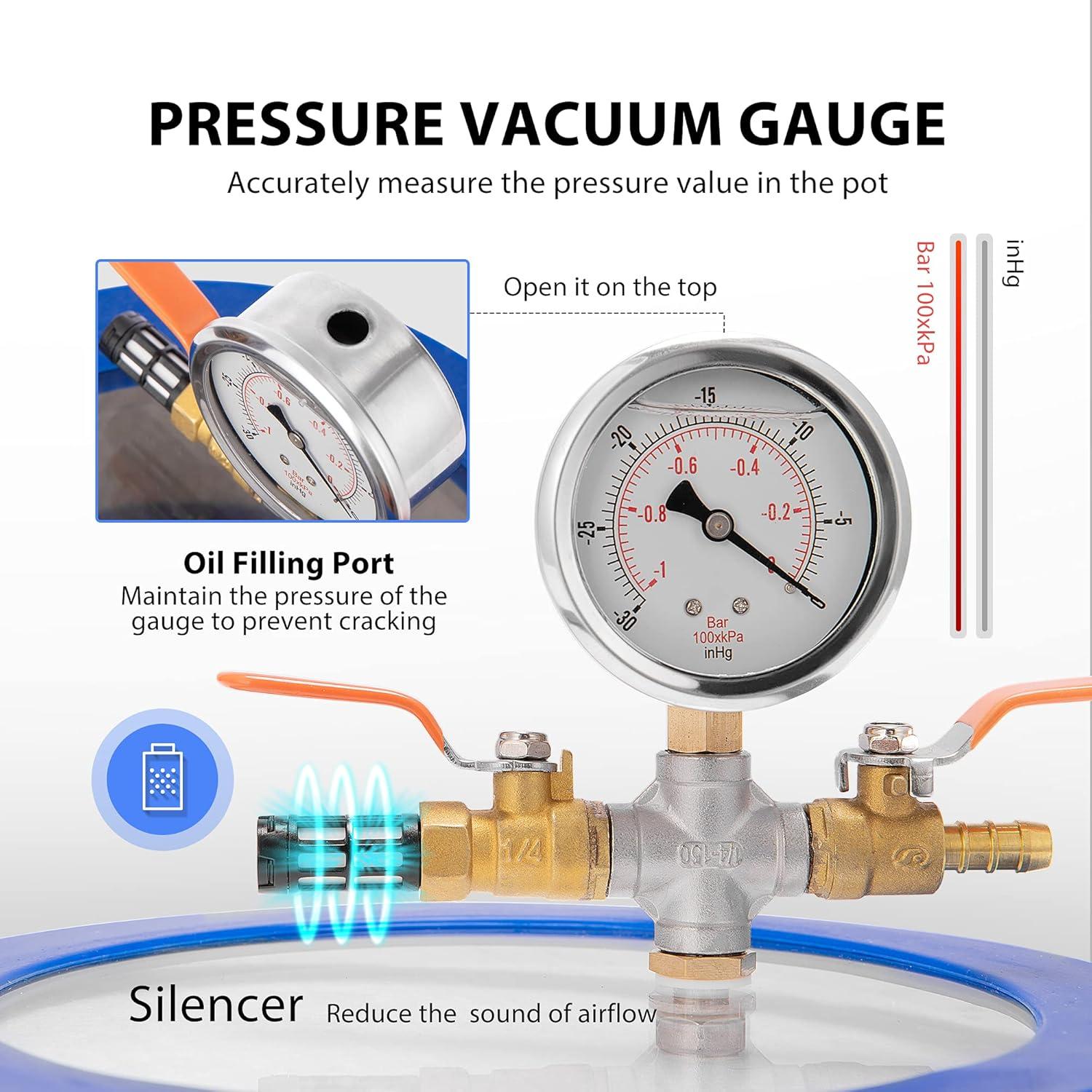 Cámara de Vacío VIVOHOME 5.68L con Bomba 3.5 CFM