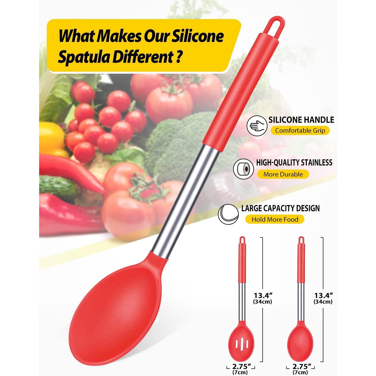 Paquete de 2 Cucharas de Silicona Grande BUNDLEPRO - Antiadherente y Resistente al Calor