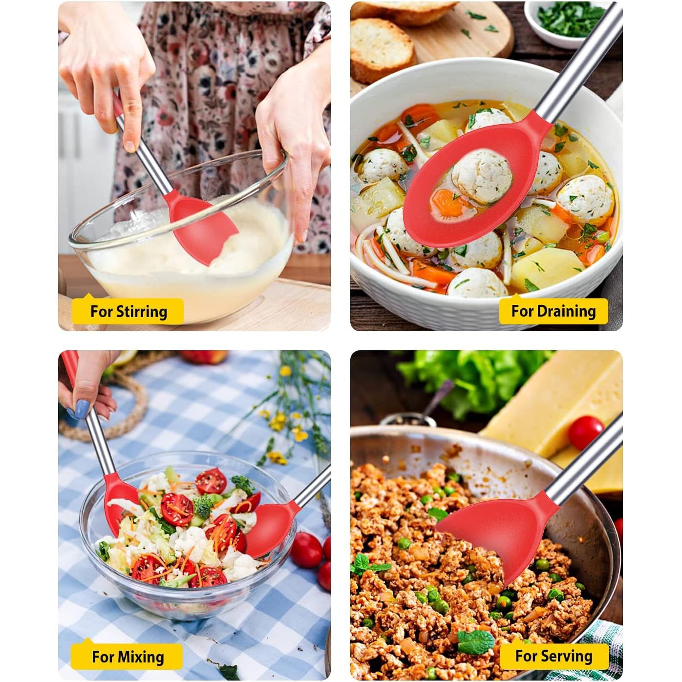 Paquete de 2 Cucharas de Silicona Grande BUNDLEPRO - Antiadherente y Resistente al Calor