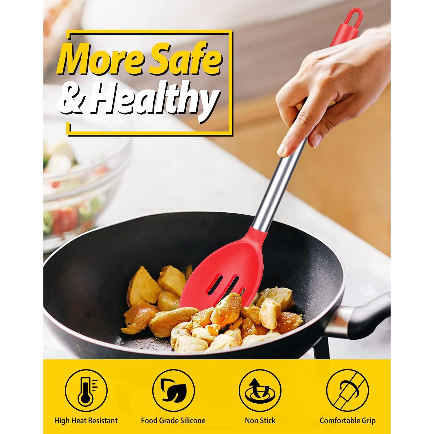 Paquete de 2 Cucharas de Silicona Grande BUNDLEPRO - Antiadherente y Resistente al Calor