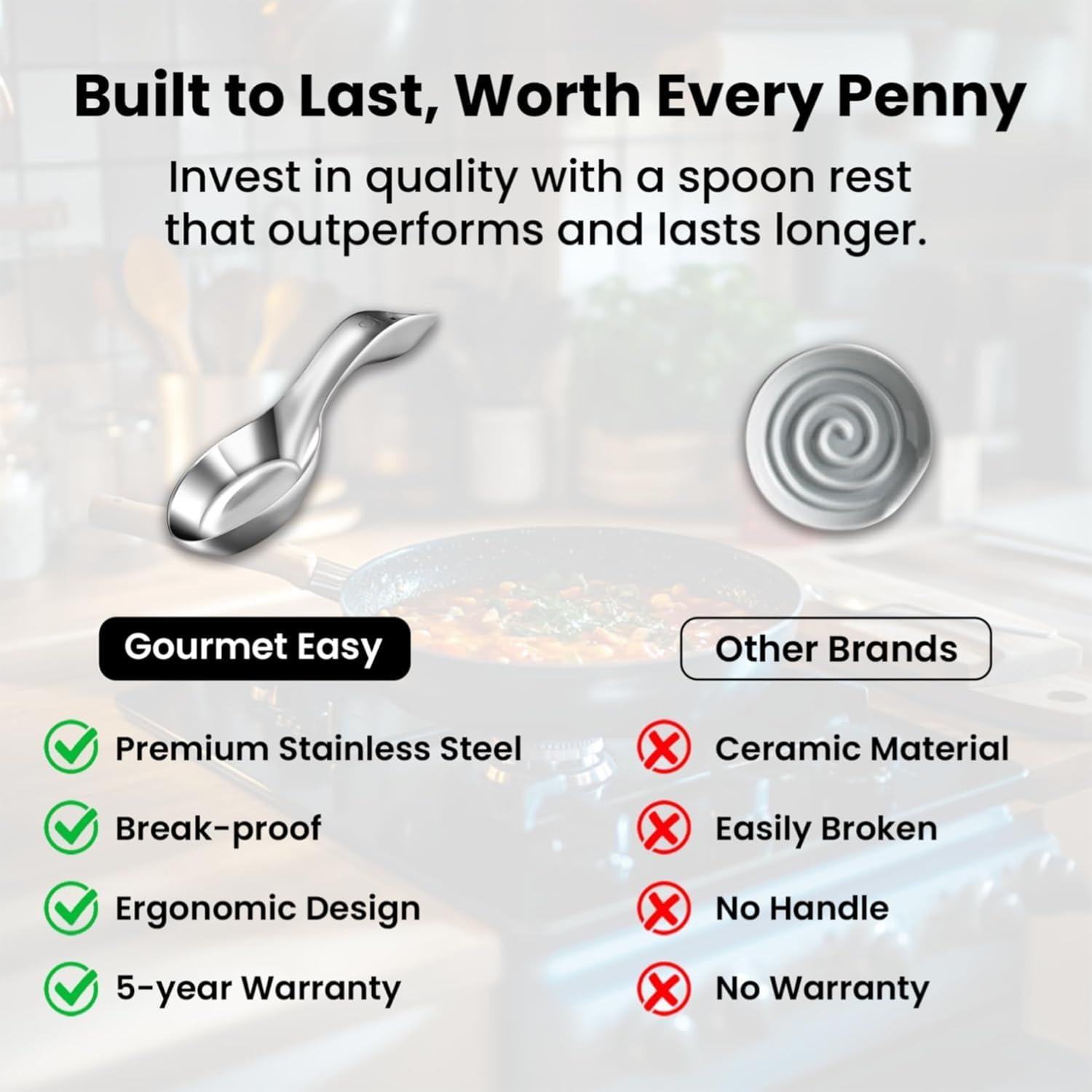 Soporte para cuchara de acero inoxidable Gourmet Easy - Apto lavavajillas