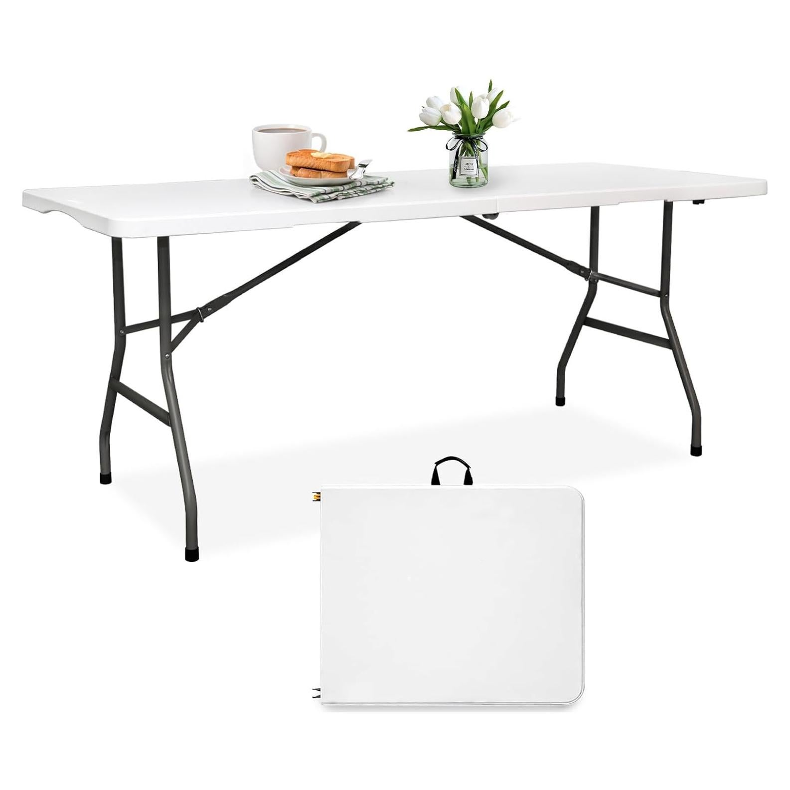 Mesa Plegable 6ft Pollilar Blanca para Reuniones y Fiestas