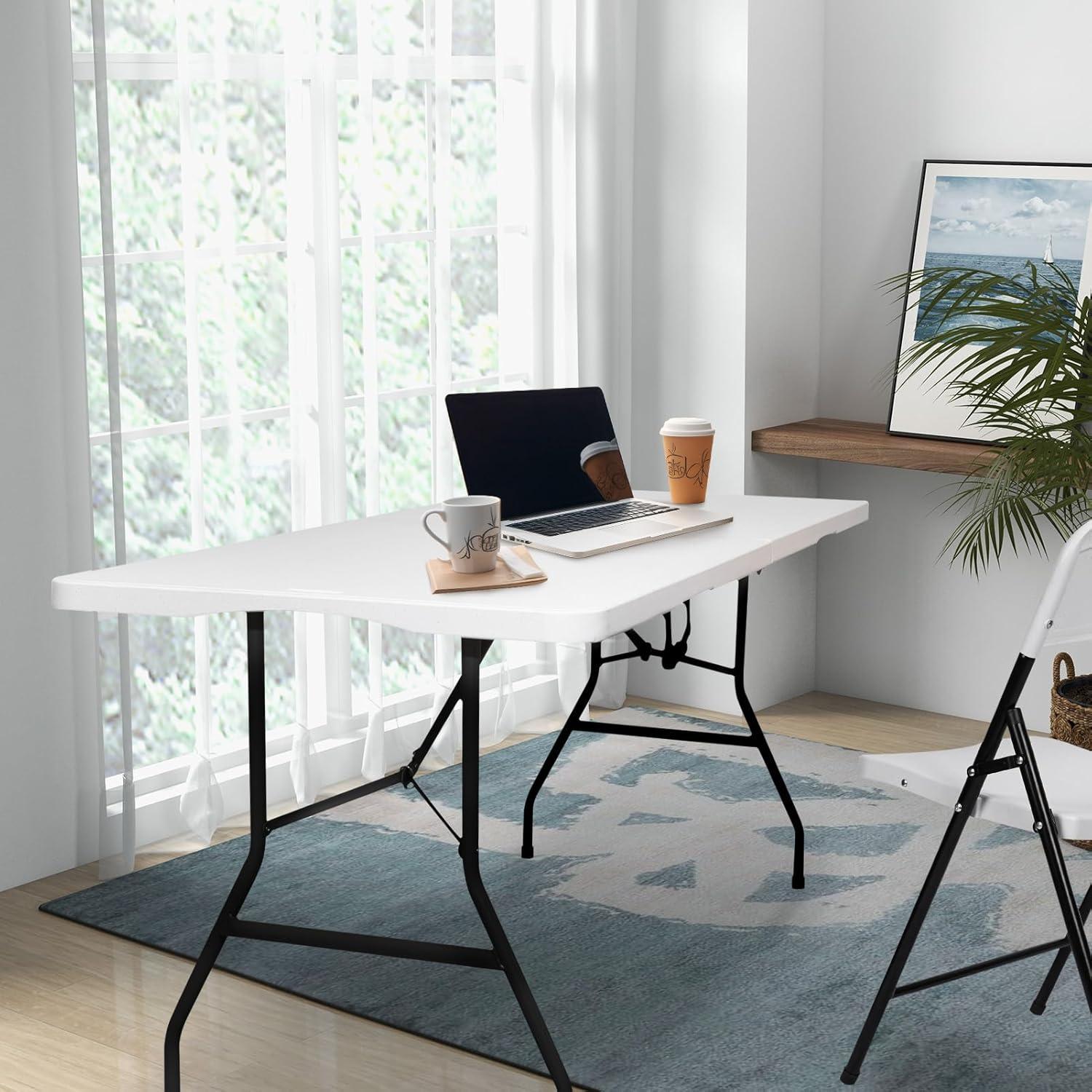 Mesa Plegable 6ft Pollilar Blanca para Reuniones y Fiestas