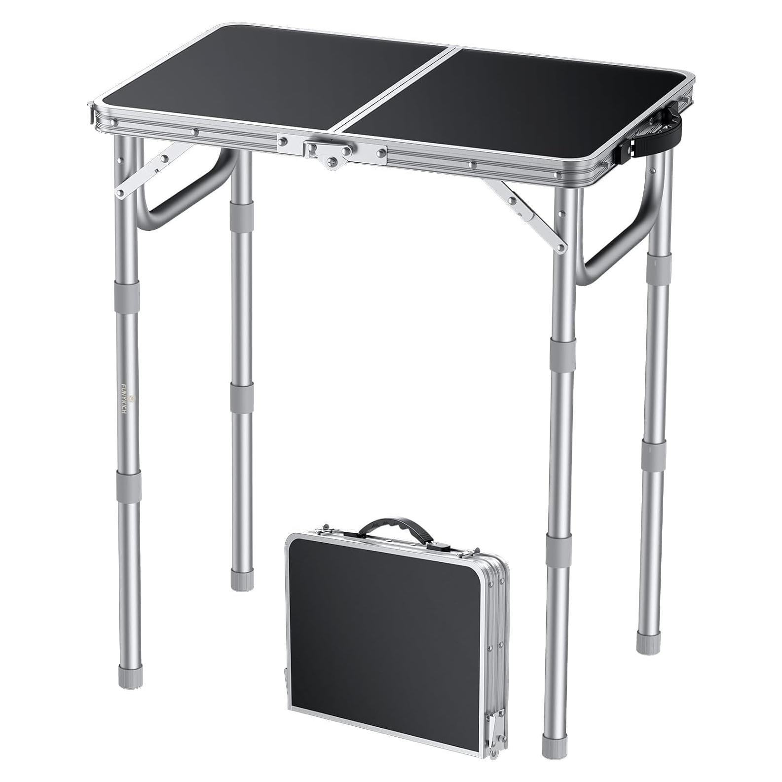 Mesa de Camping Plegable FUNYKICH 58x40cm Ajustable 3 Alturas