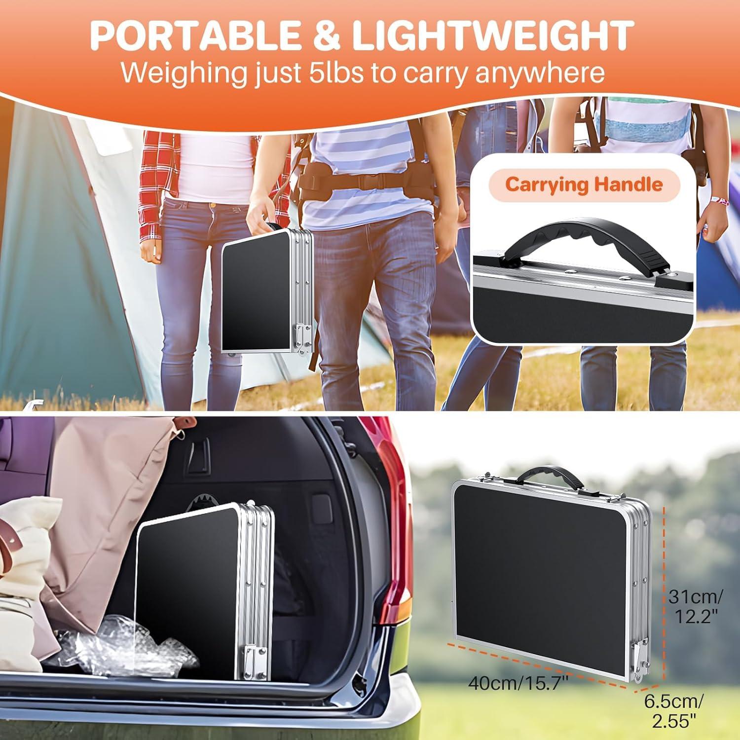 Mesa de Camping Plegable FUNYKICH 58x40cm Ajustable 3 Alturas