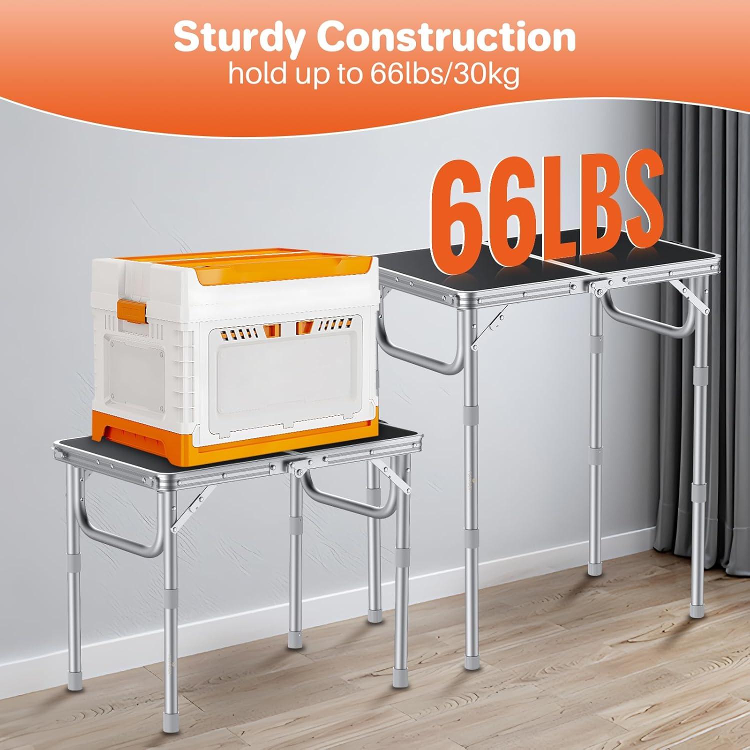 Mesa de Camping Plegable FUNYKICH 58x40cm Ajustable 3 Alturas