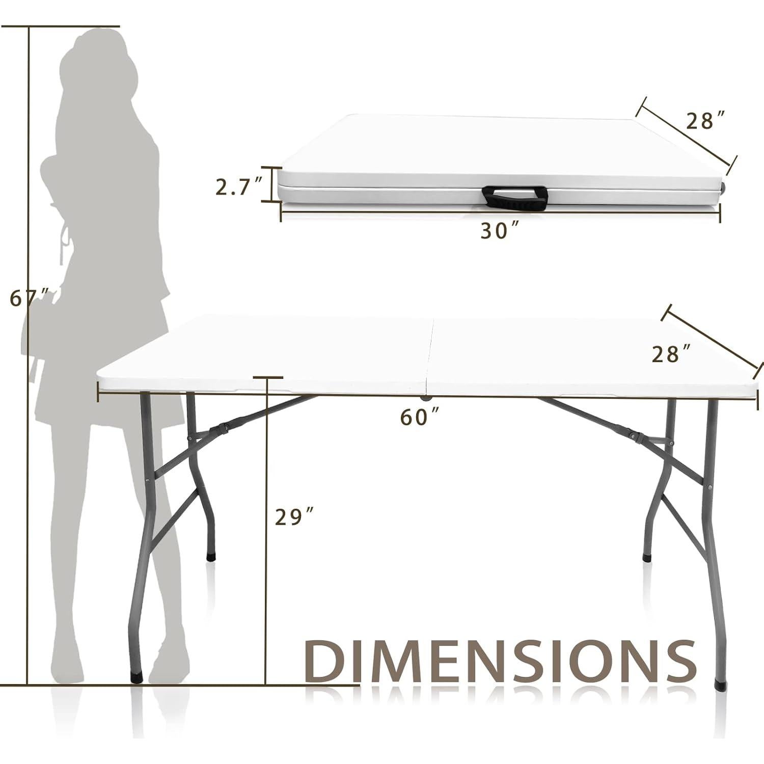 Mesa Plegable Camp Solutions 152 cm Blanca Granito