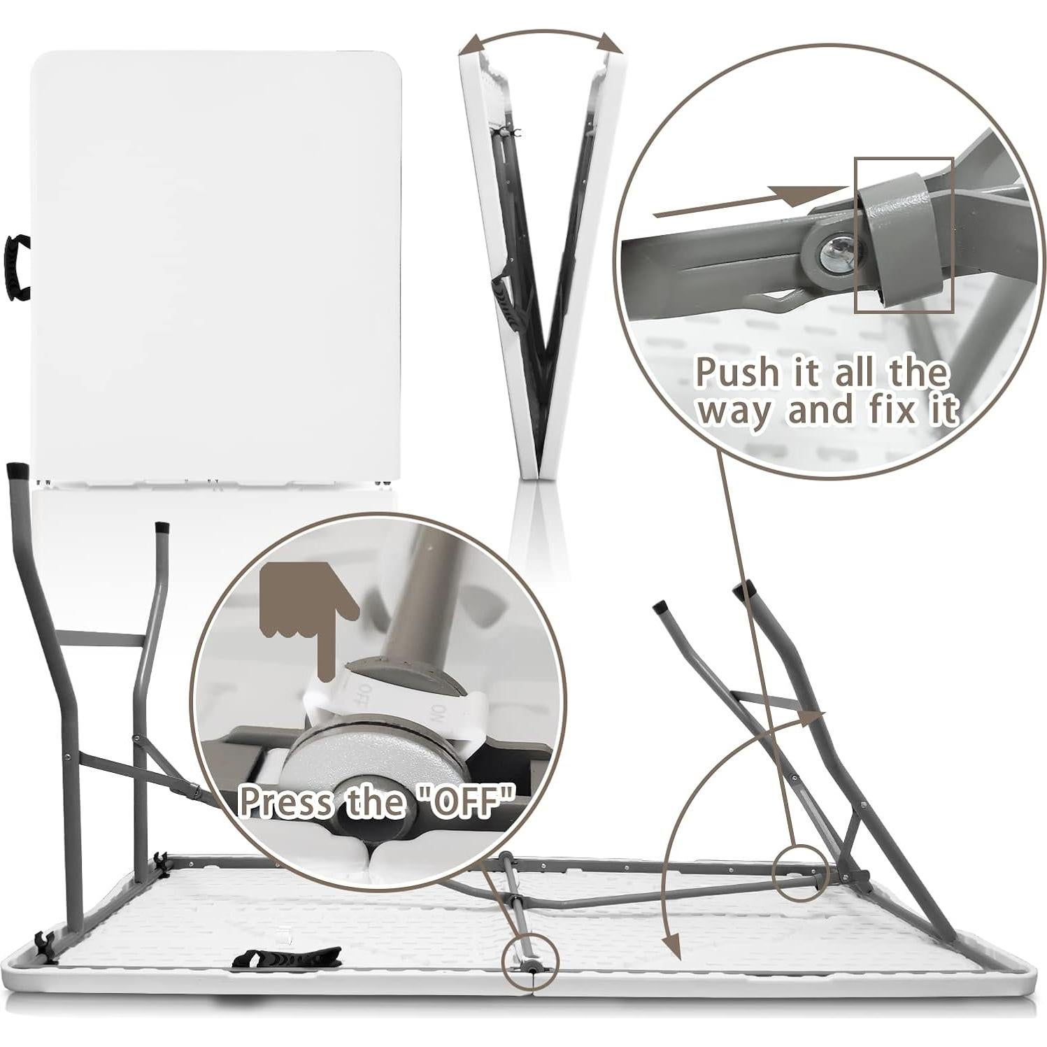 Mesa Plegable Camp Solutions 152 cm Blanca Granito