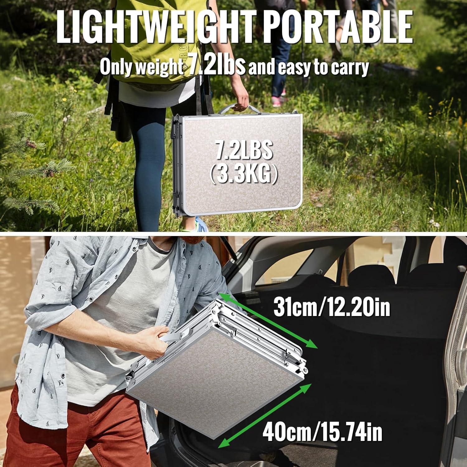 Mesa Plegable GARLLEN 70cm Aluminio y MDF con Bolsa