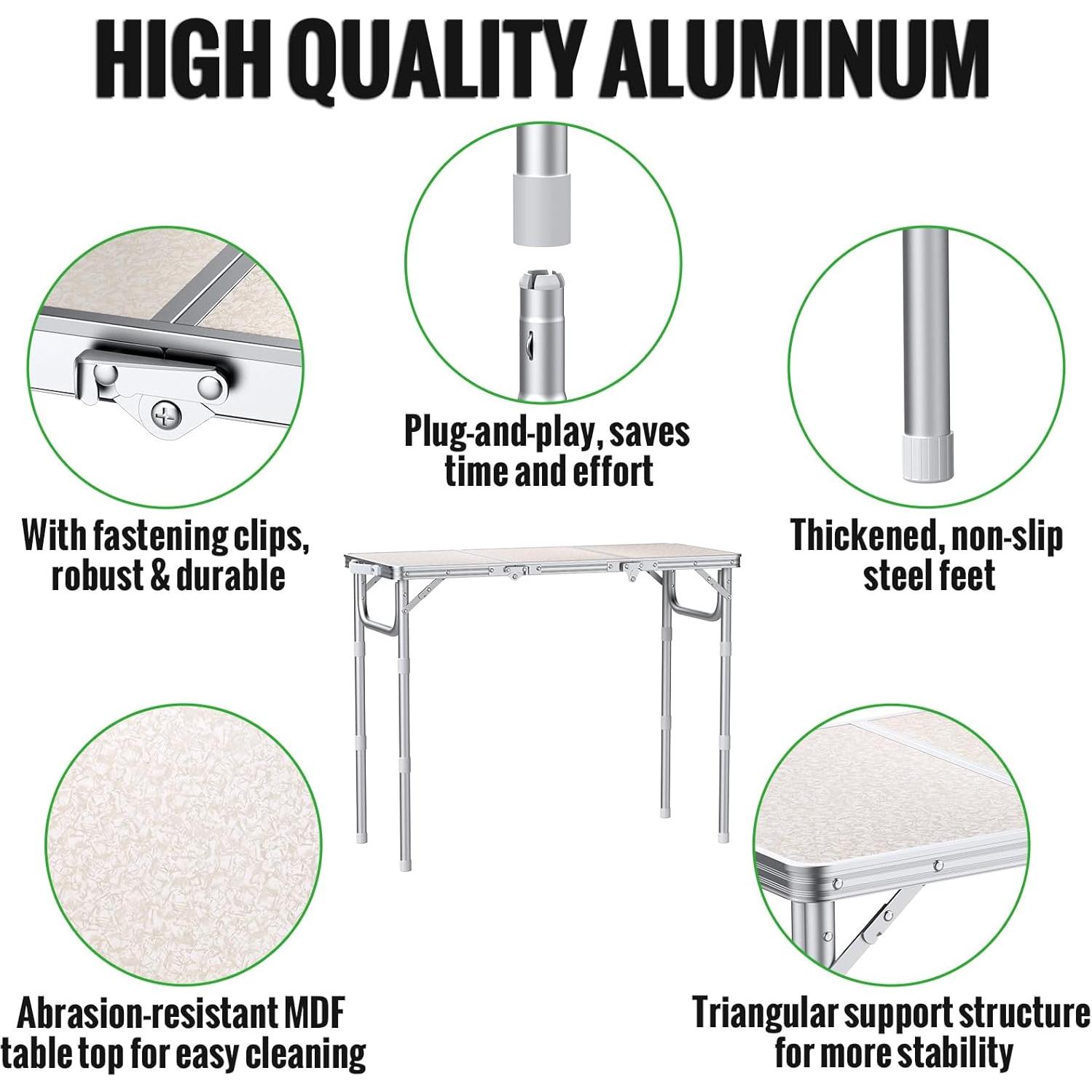 Mesa Plegable GARLLEN 70cm Aluminio y MDF con Bolsa