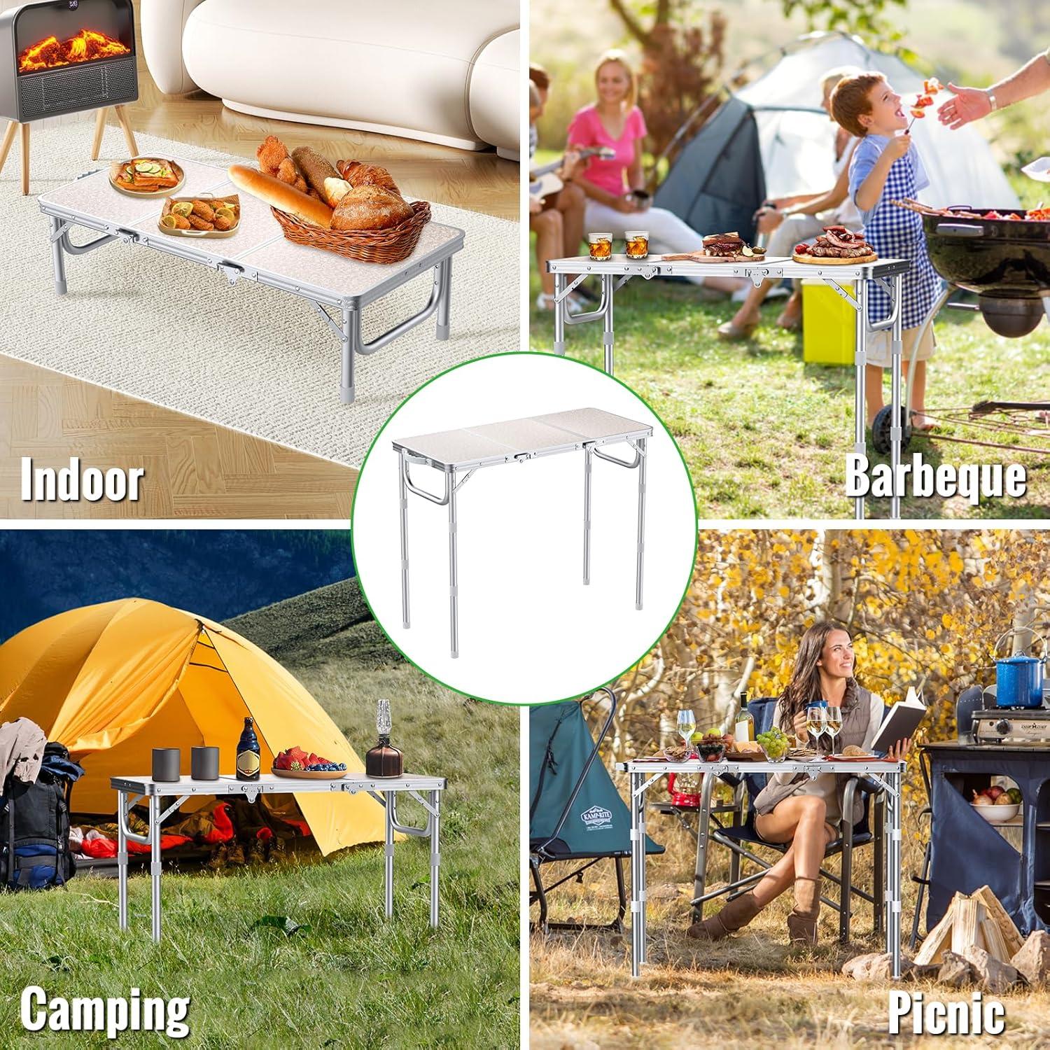 Mesa Plegable GARLLEN 70cm Aluminio y MDF con Bolsa