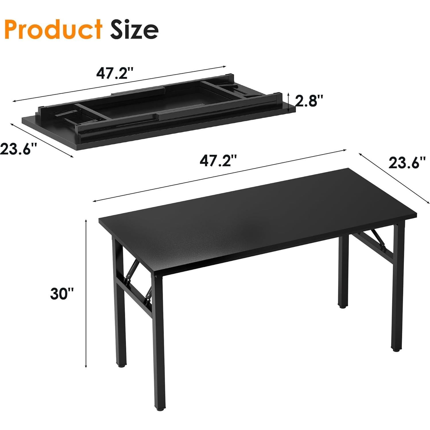 Escritorio Plegable Necesita 47" Negro Estación de Trabajo