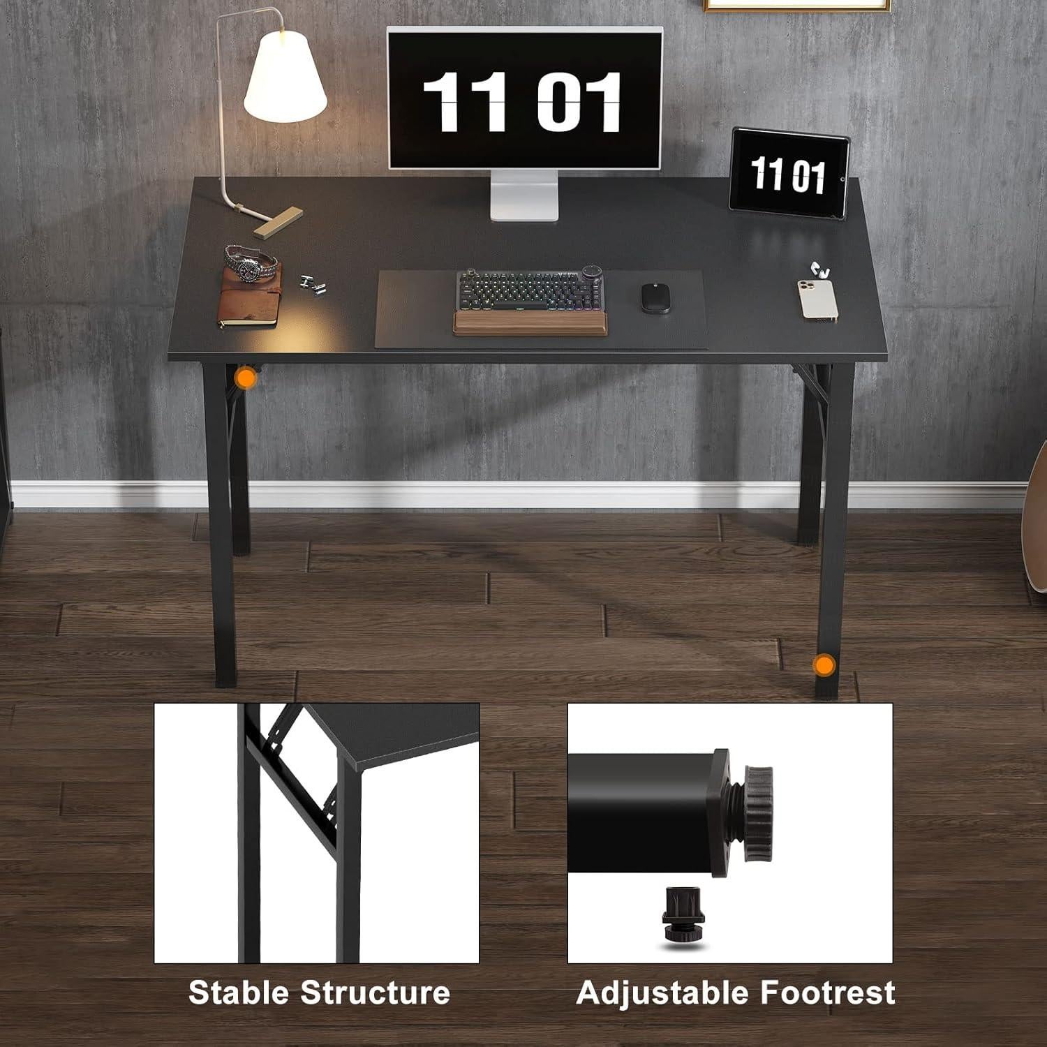 Escritorio Plegable Necesita 47" Negro Estación de Trabajo