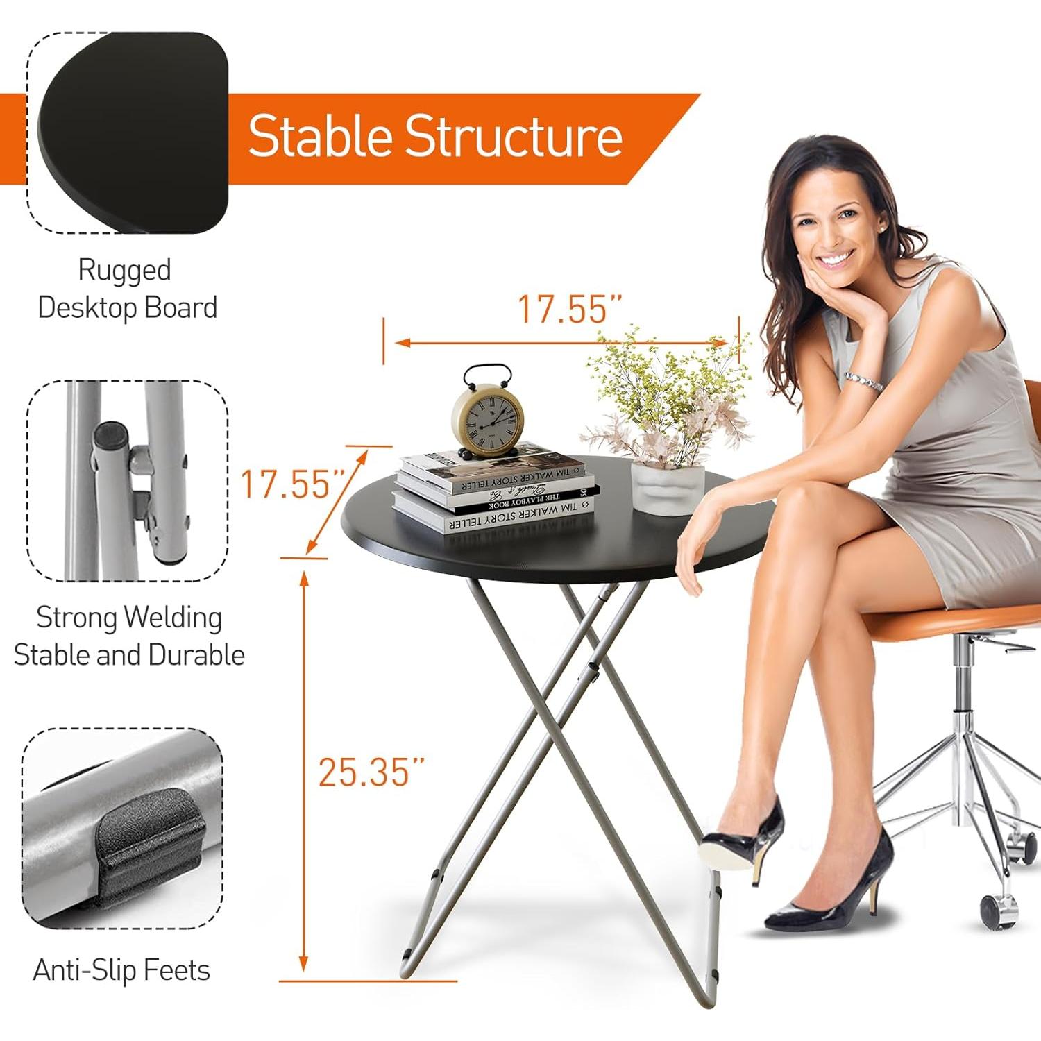 Mesa de bandeja redonda plegable para TV Fleecy Day 44.7 cm