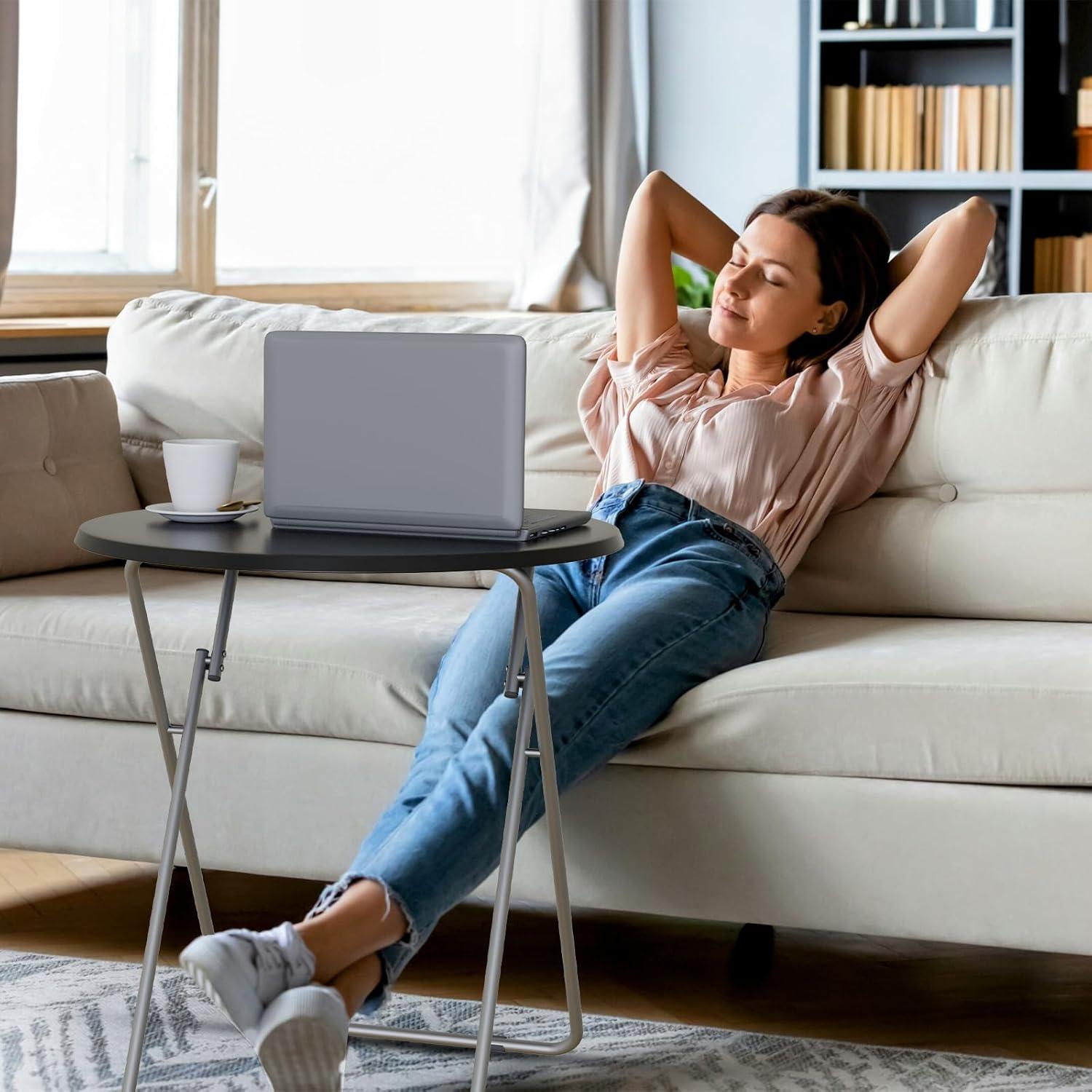 Mesa de bandeja redonda plegable para TV Fleecy Day 44.7 cm