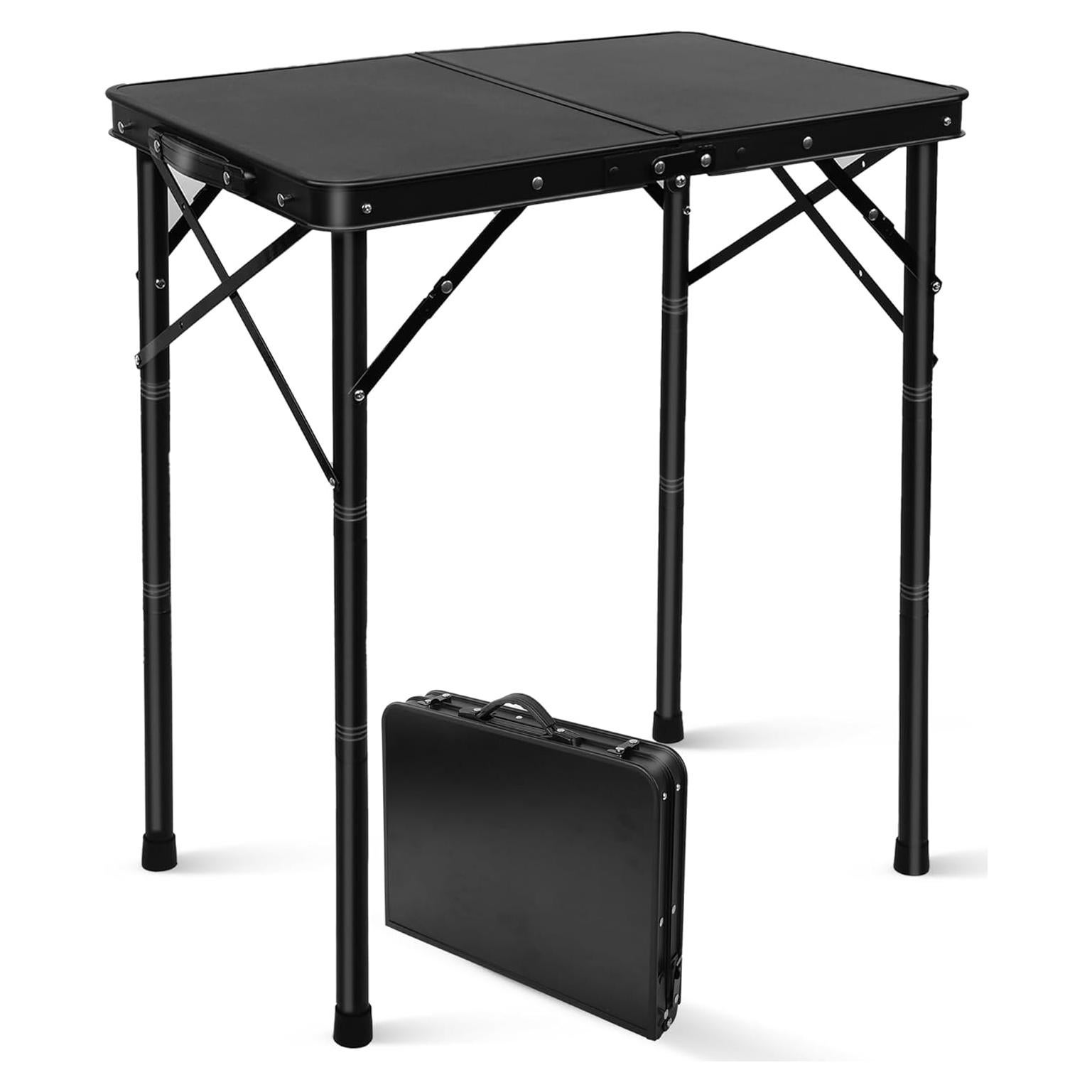 Mesa Plegable Camping ALZEROOE 2 Pies Ajustable Negra