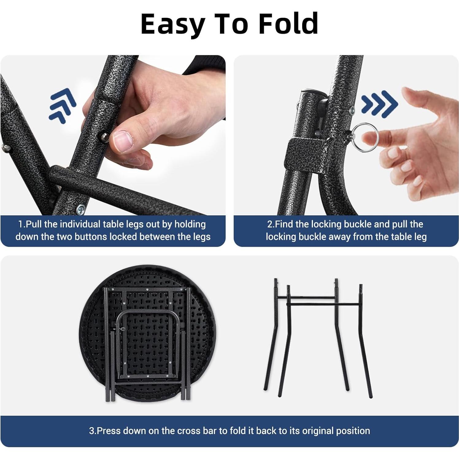 Mesa de cóctel plegable Byliable 110 cm redonda negra